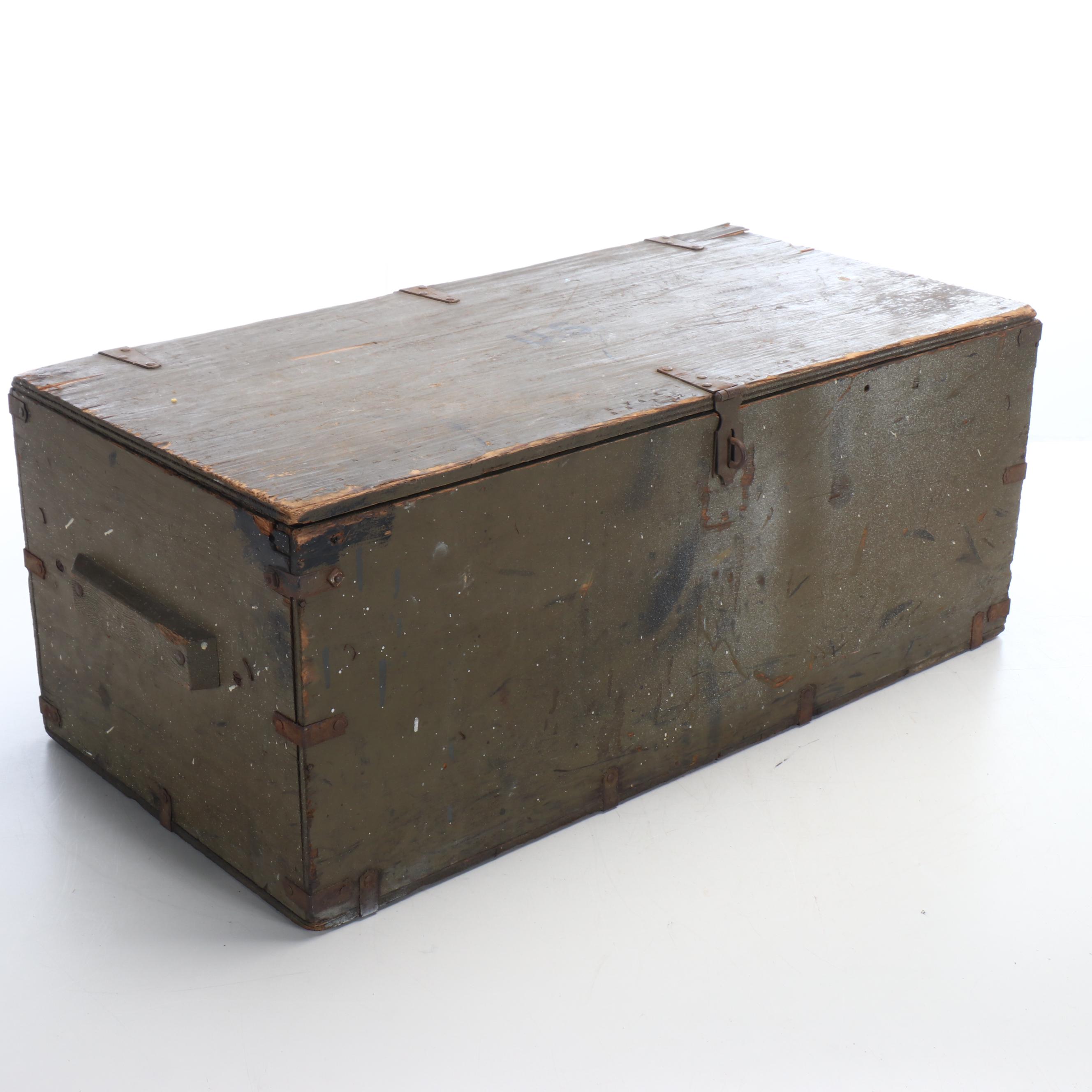 World War II Era U.S. Military Wooden Footlocker, 1943