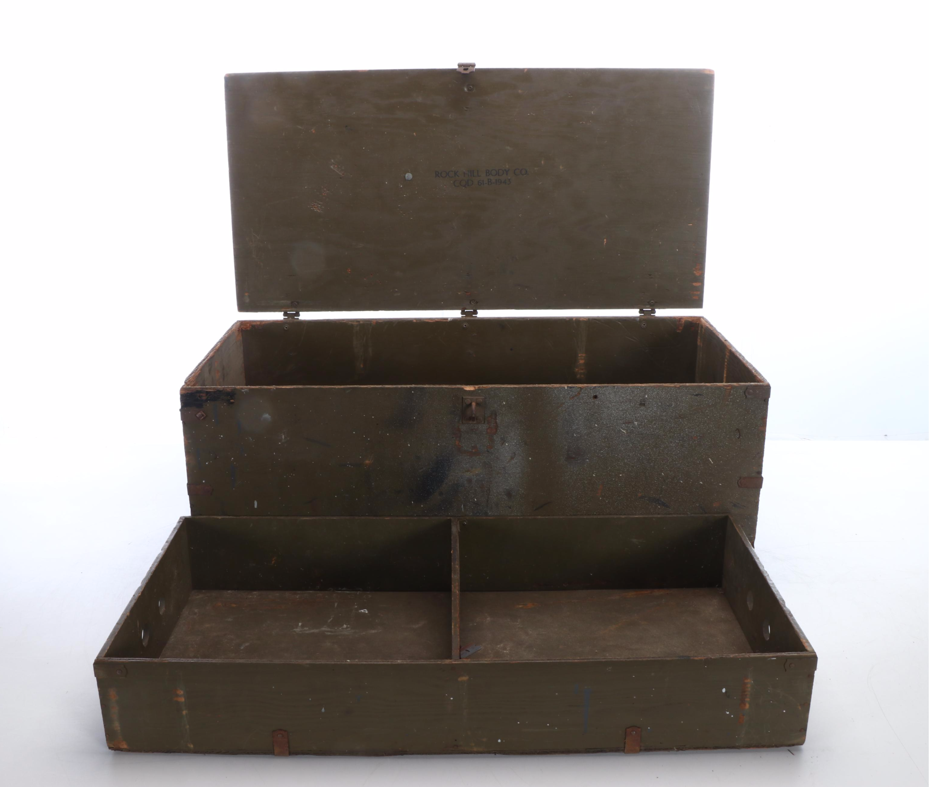 World War II Era U.S. Military Wooden Footlocker, 1943