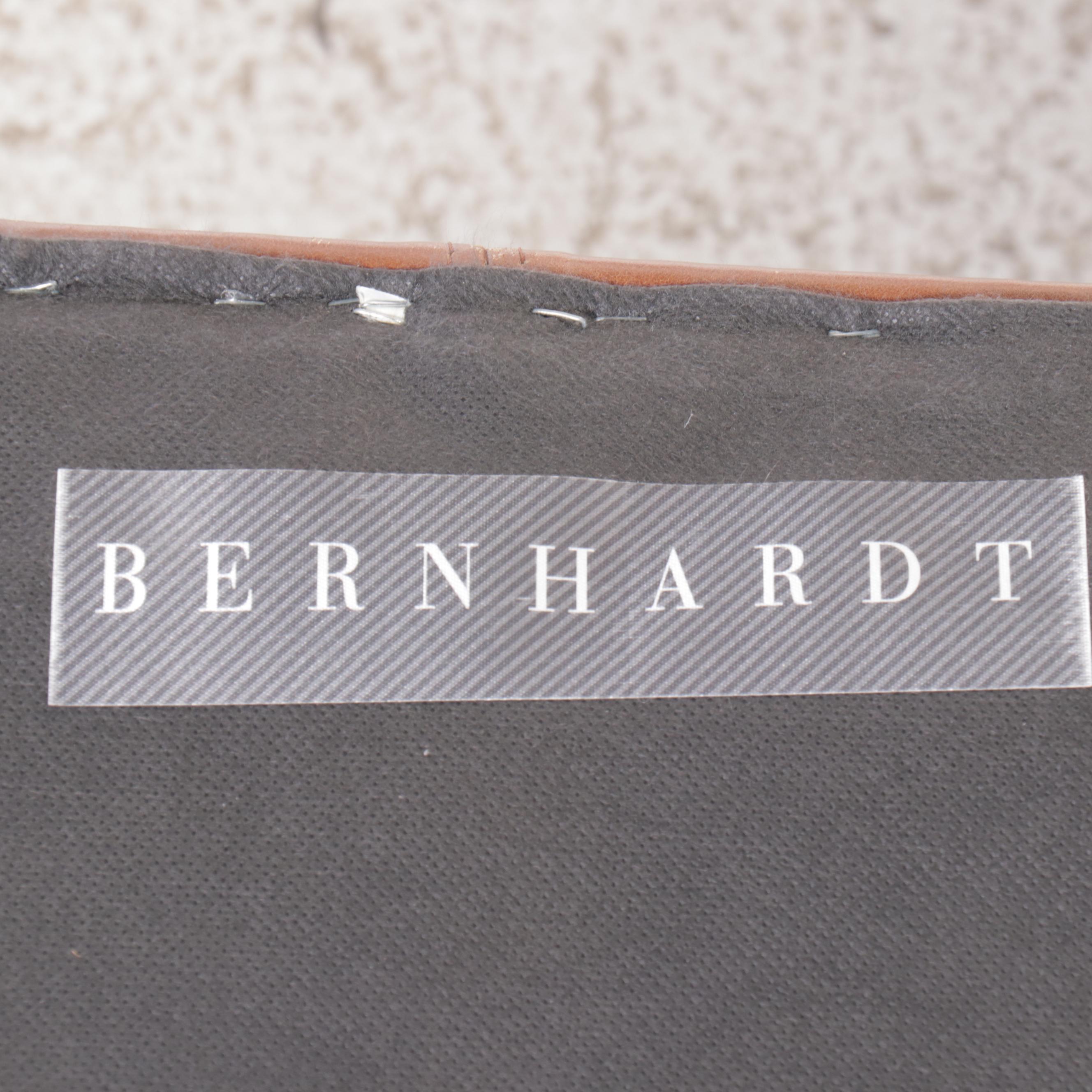 Bernhardt Tan Leather Lounge Chair with Ottoman