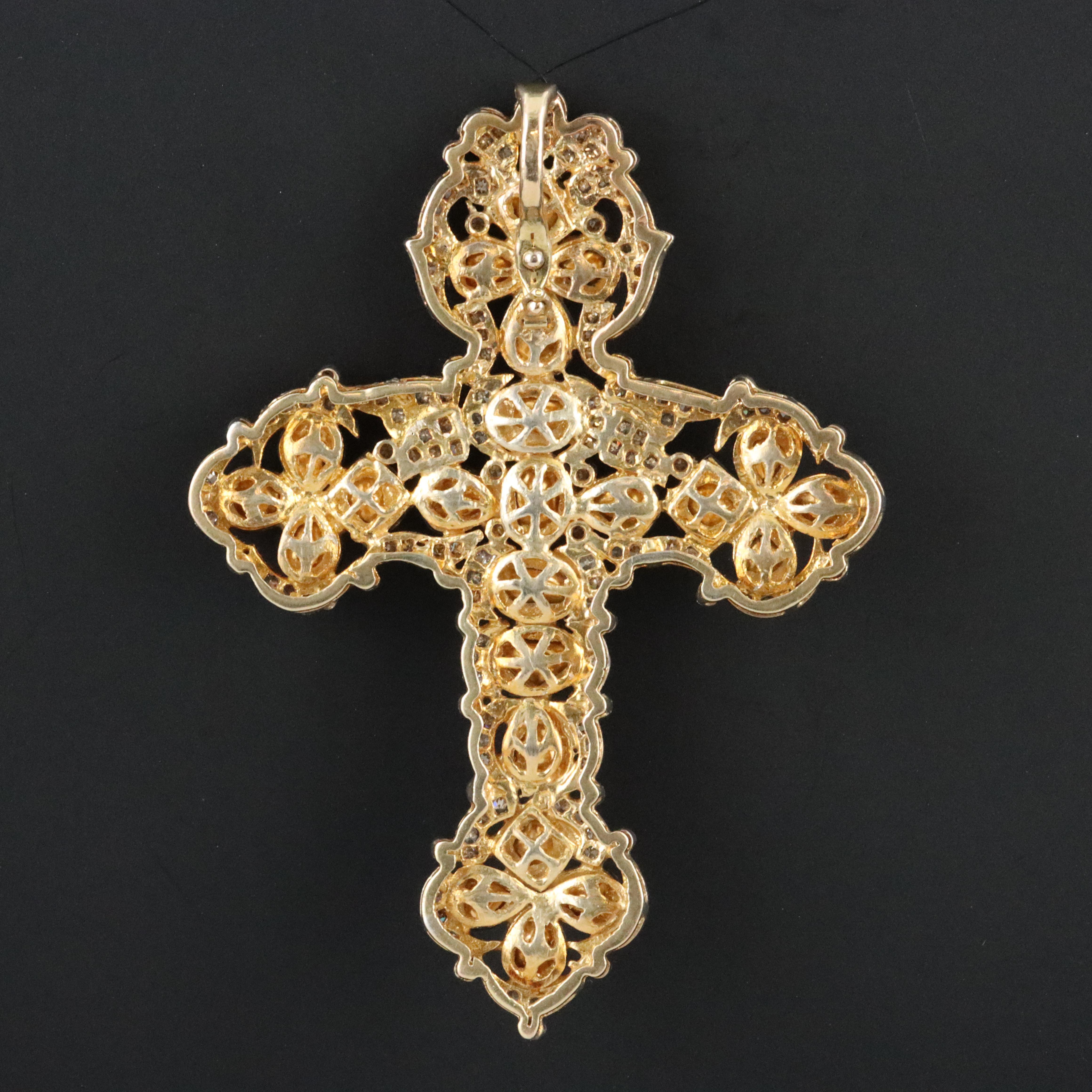 Sterling and 14K Cross Enhancer Pendant