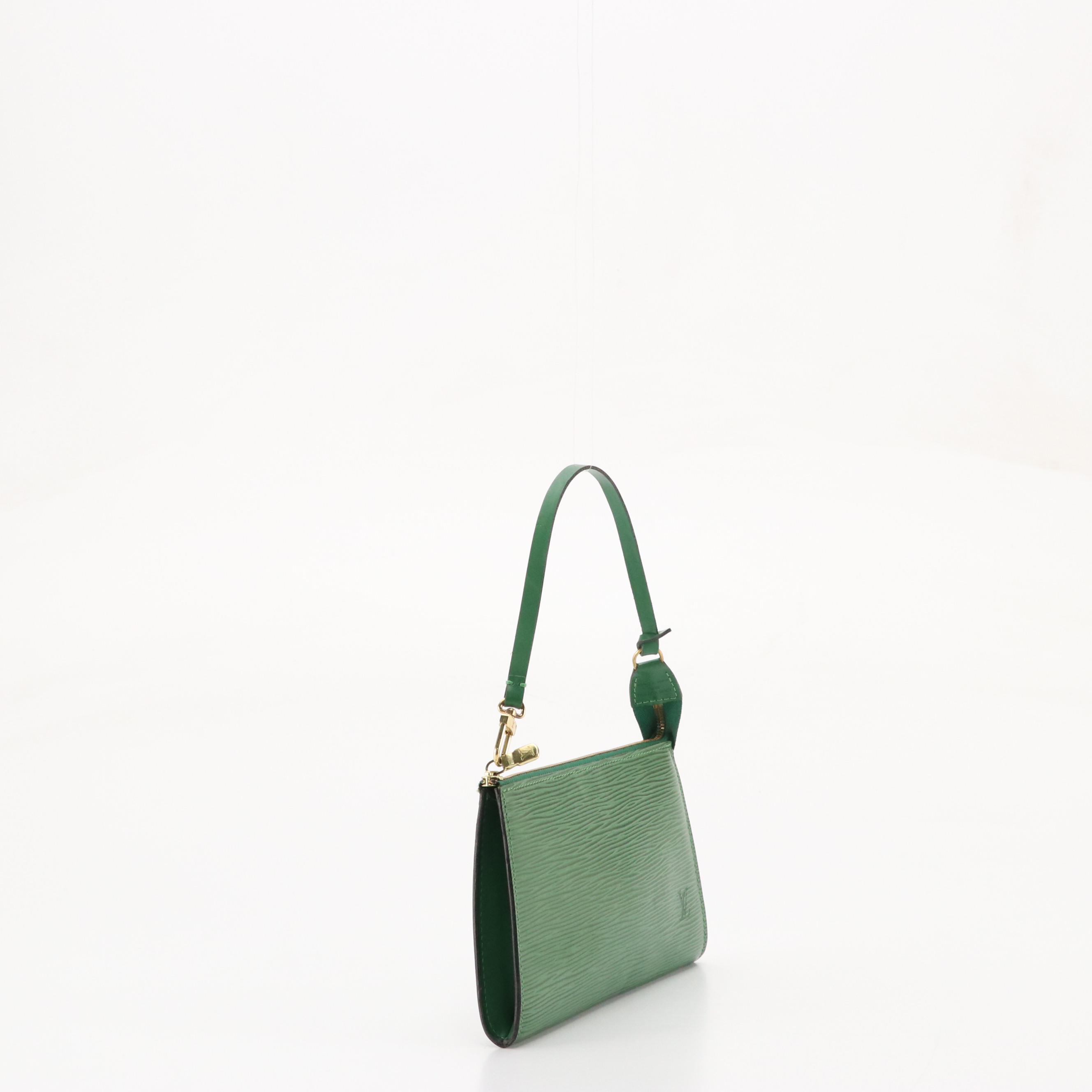 Louis Vuitton Pochette Accessoires in Borneo Green Epi and Smooth Leather