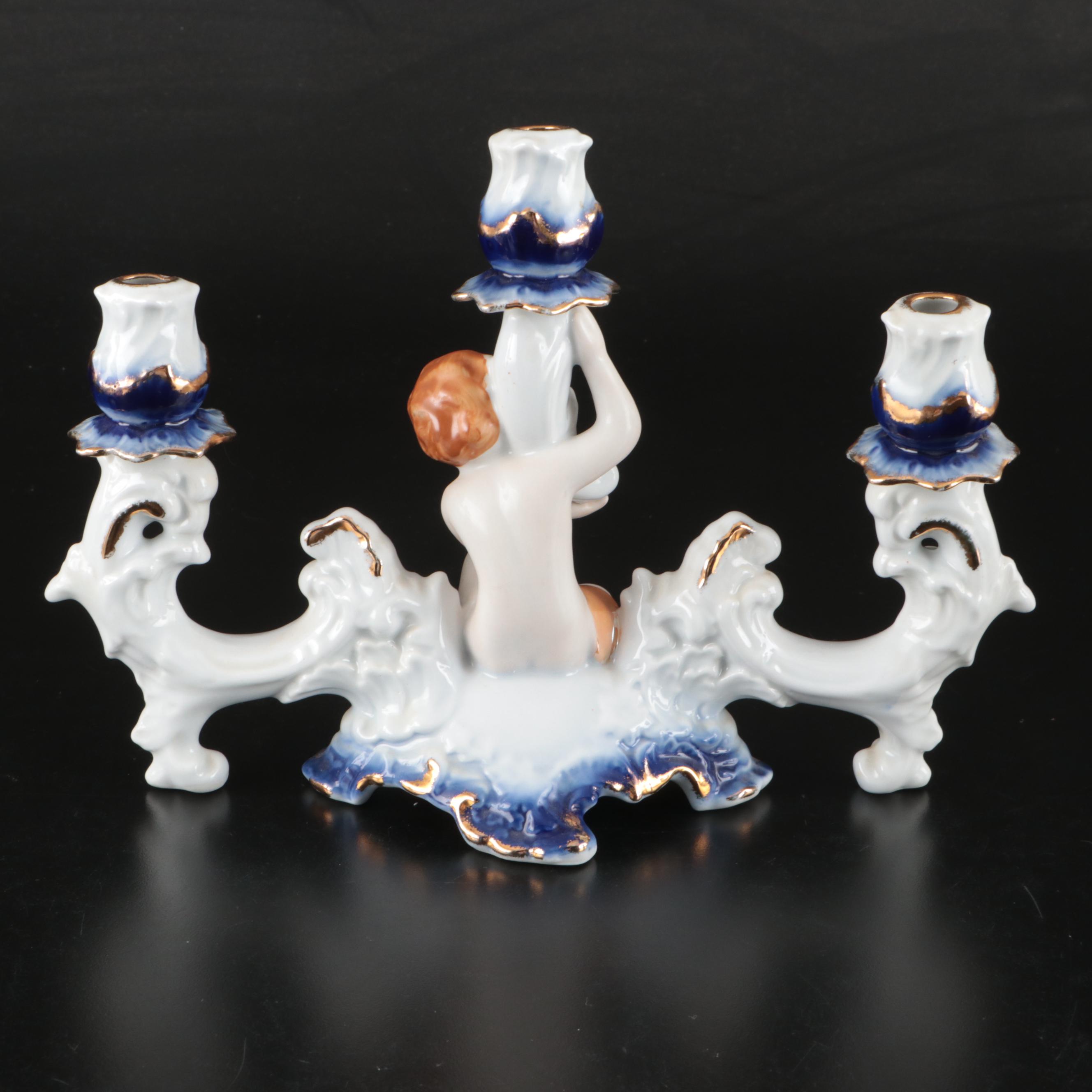 ARPO Romanian Ceramic Candlestick, & Porcelain Accent Lamps, Glass Shades, More