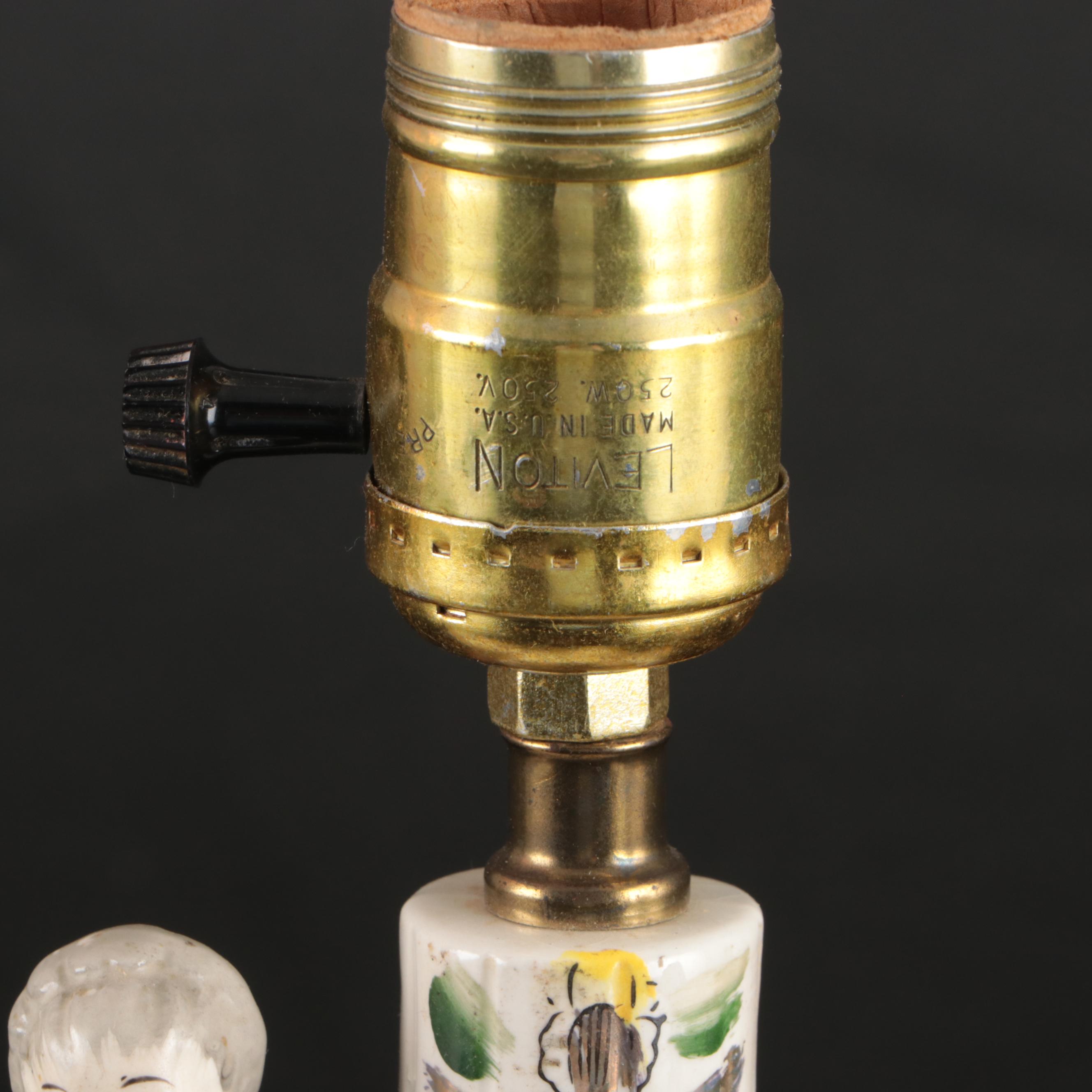 ARPO Romanian Ceramic Candlestick, & Porcelain Accent Lamps, Glass Shades, More