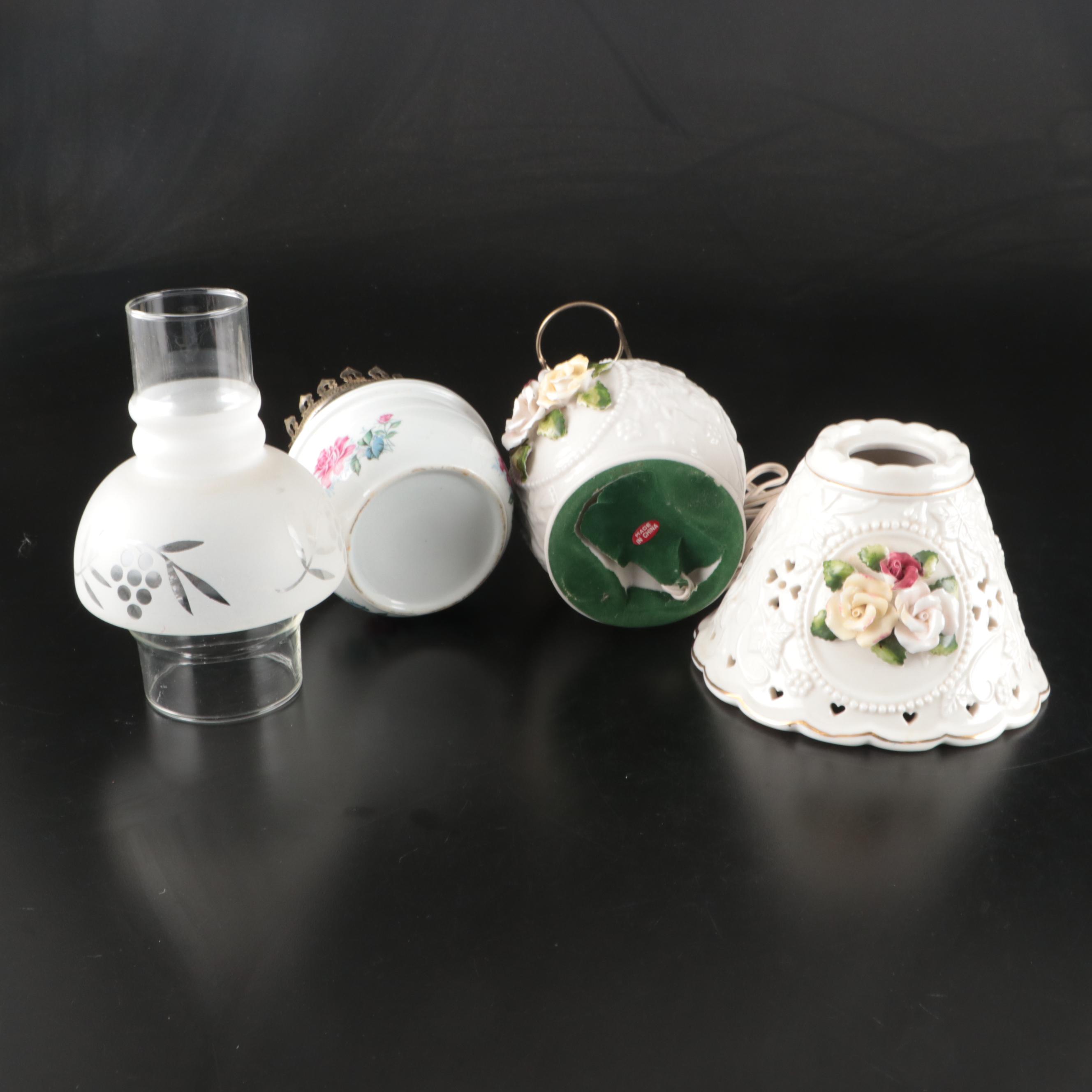 ARPO Romanian Ceramic Candlestick, & Porcelain Accent Lamps, Glass Shades, More