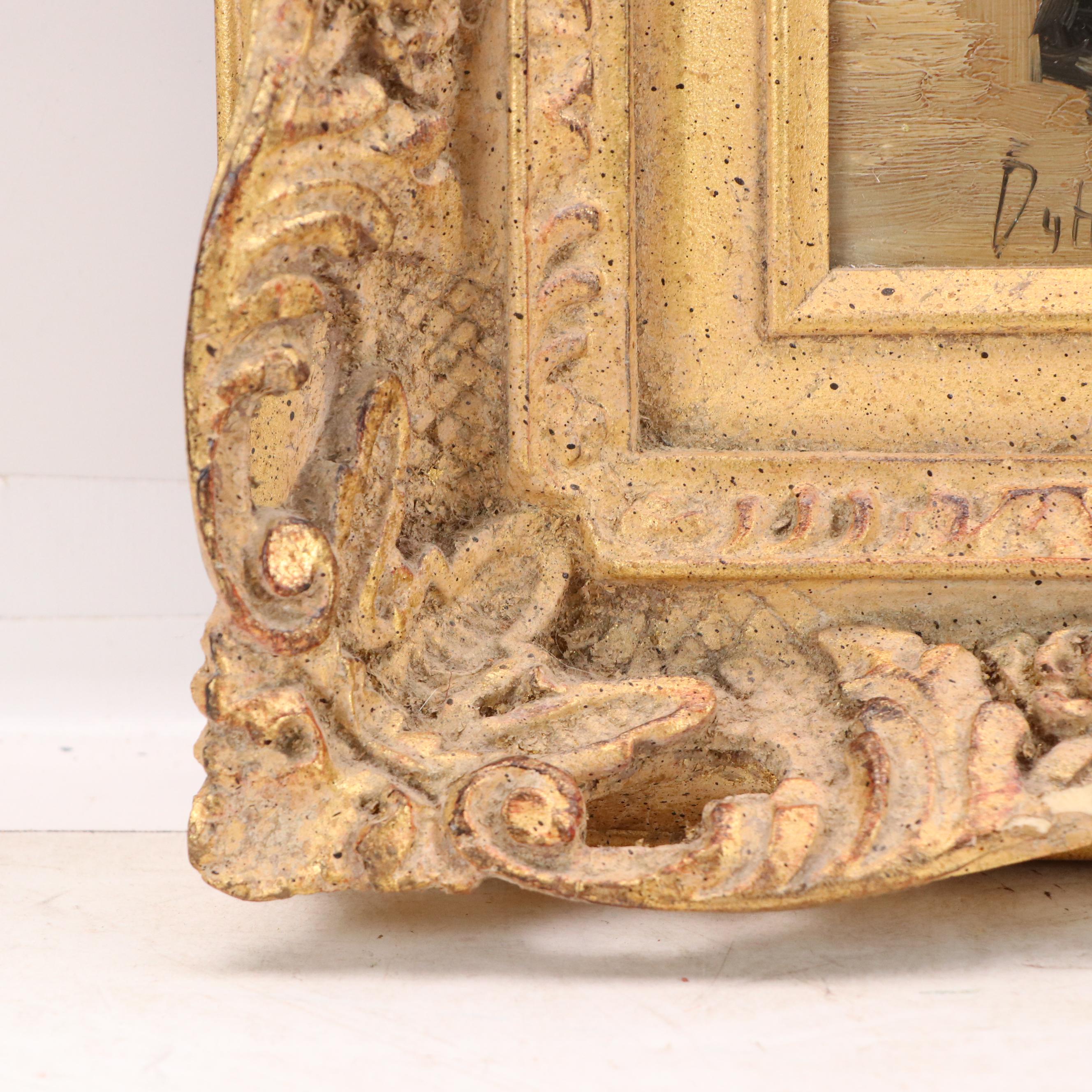 Dirk Van Hoven Cityscape Oil Painting with Horsedrawn Carriage, 20th C.