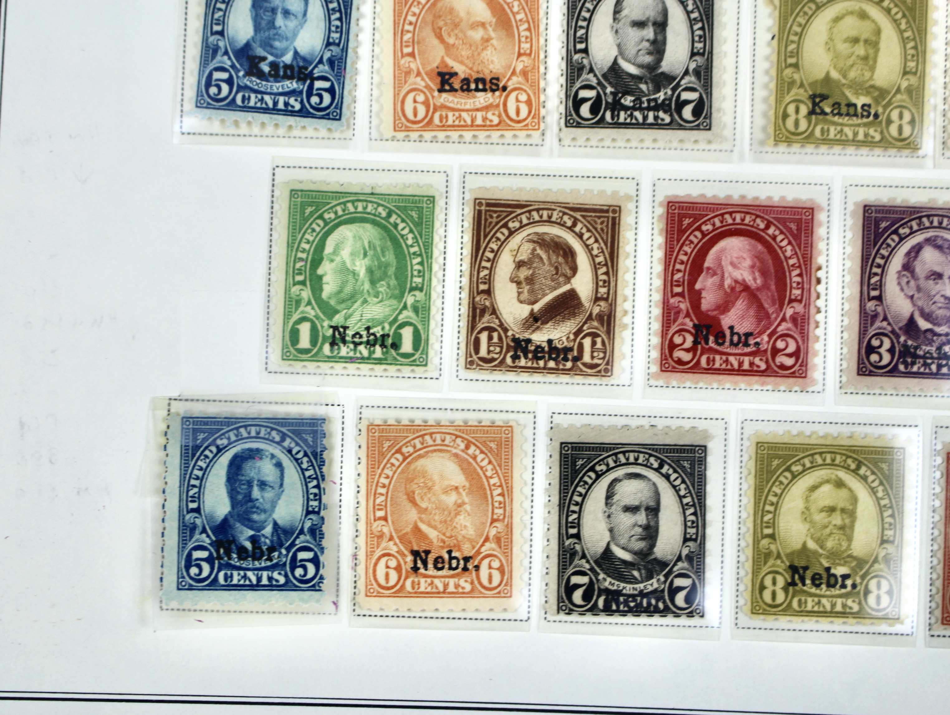 1929 Kansas-Nebraska Overprint Postage Stamp Set, MH