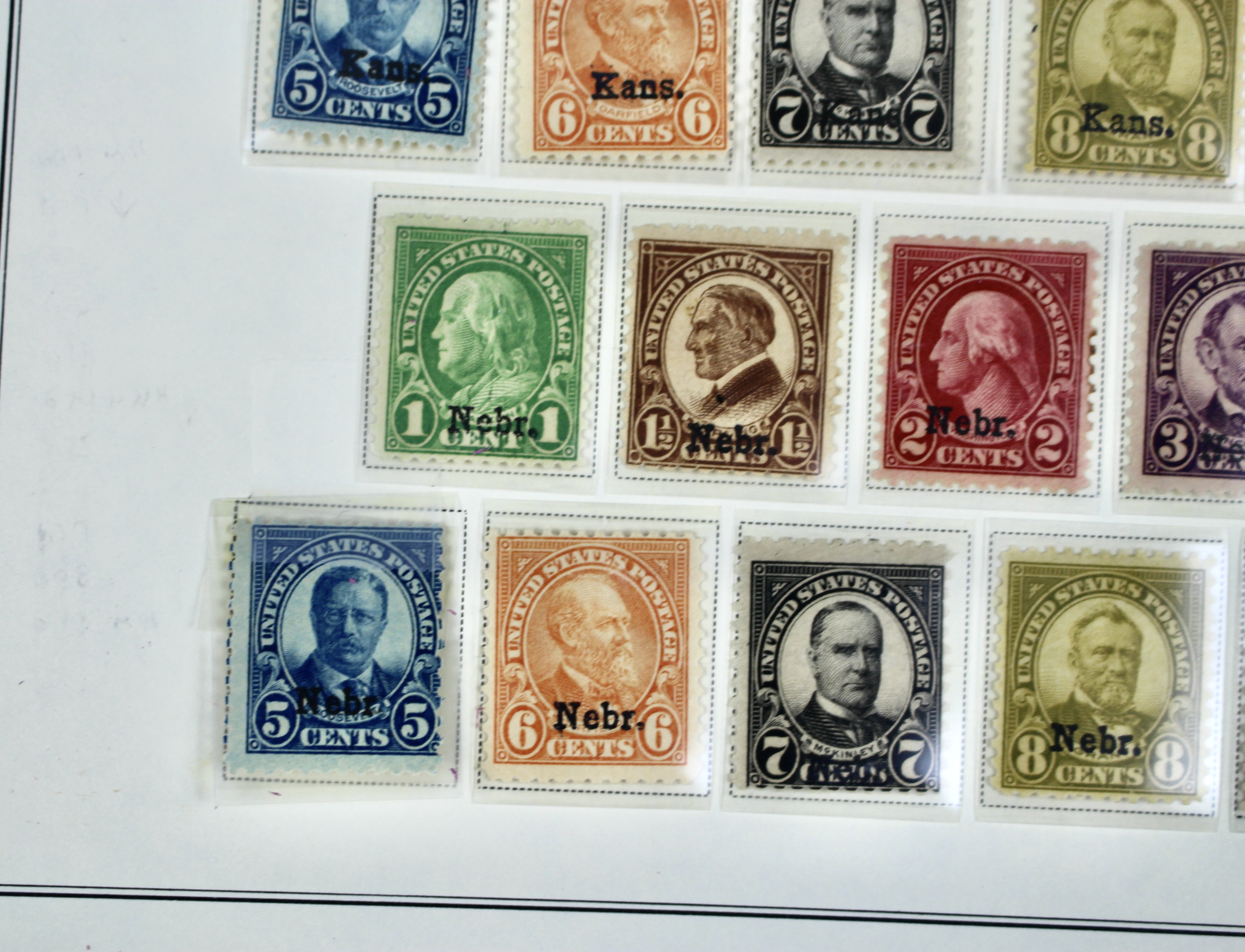 1929 Kansas-Nebraska Overprint Postage Stamp Set, MH