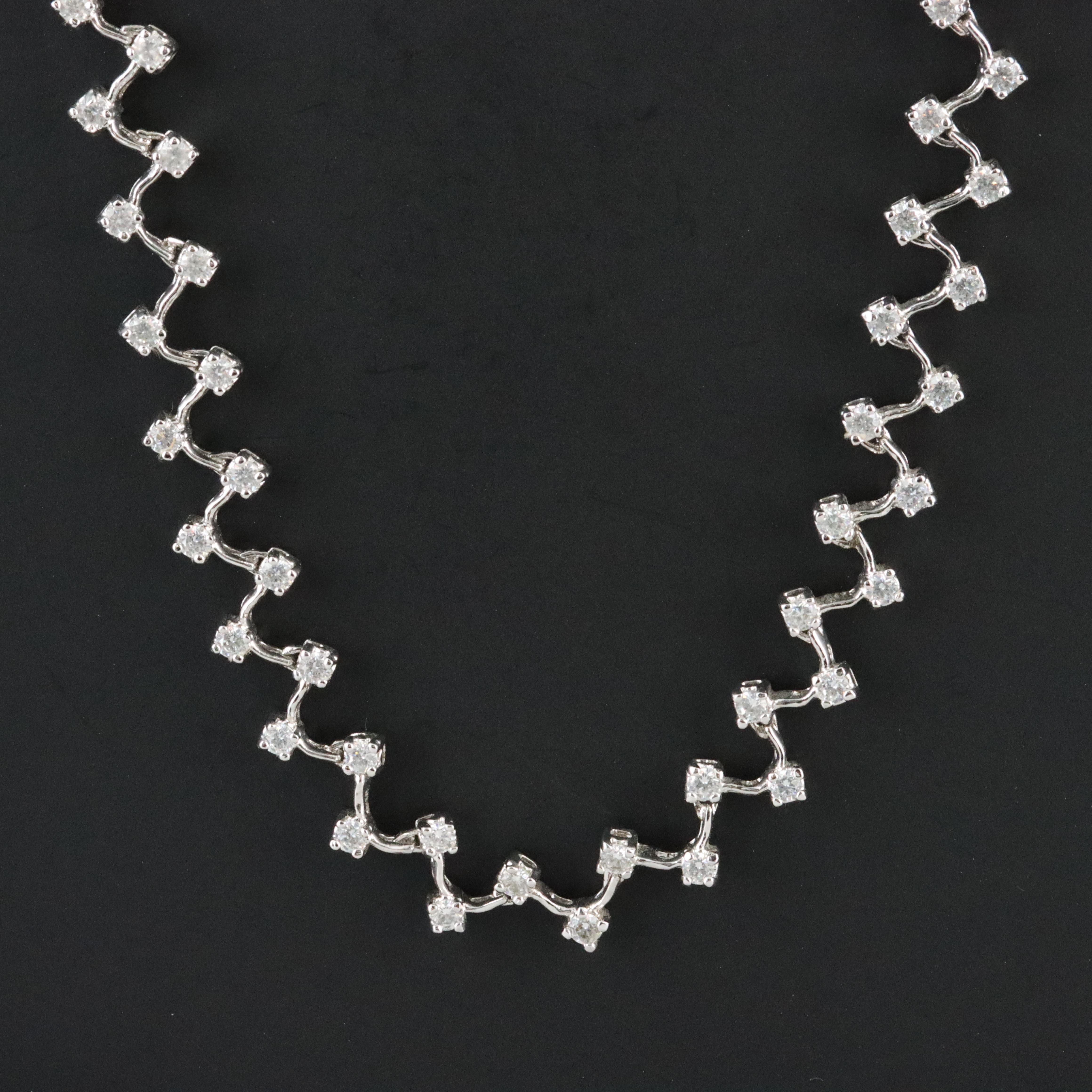 Sterling CZ Zig Zag Necklace