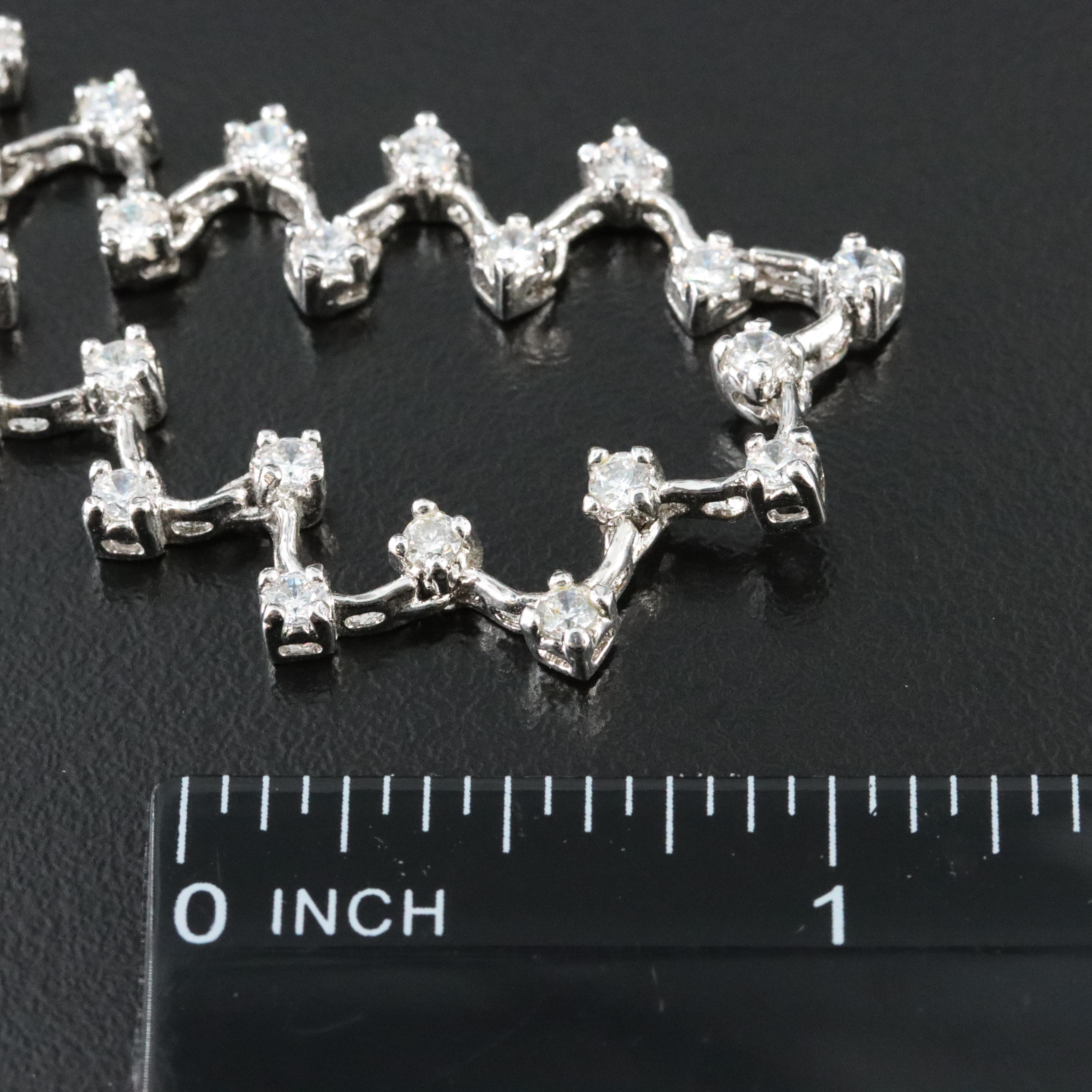 Sterling CZ Zig Zag Necklace