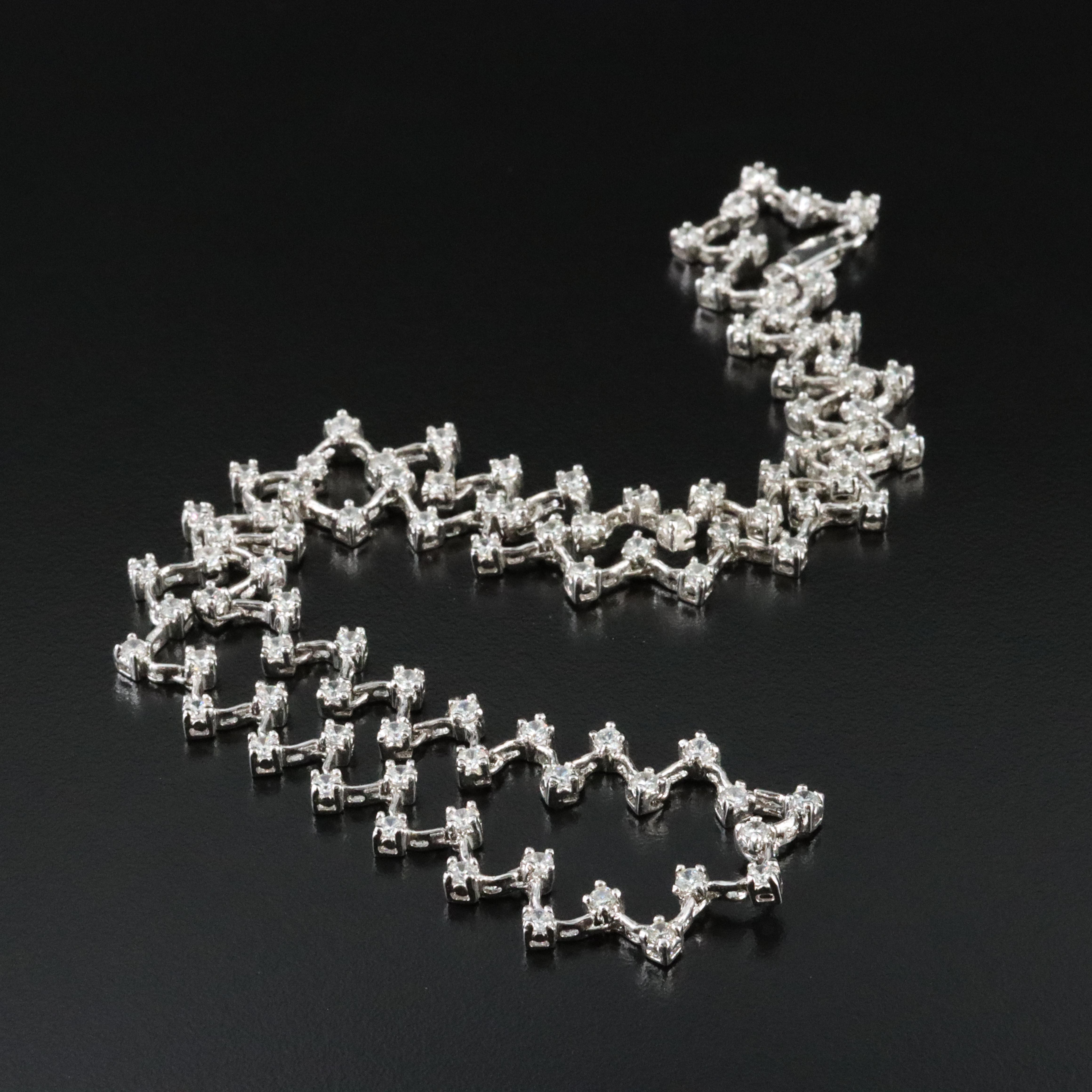 Sterling CZ Zig Zag Necklace