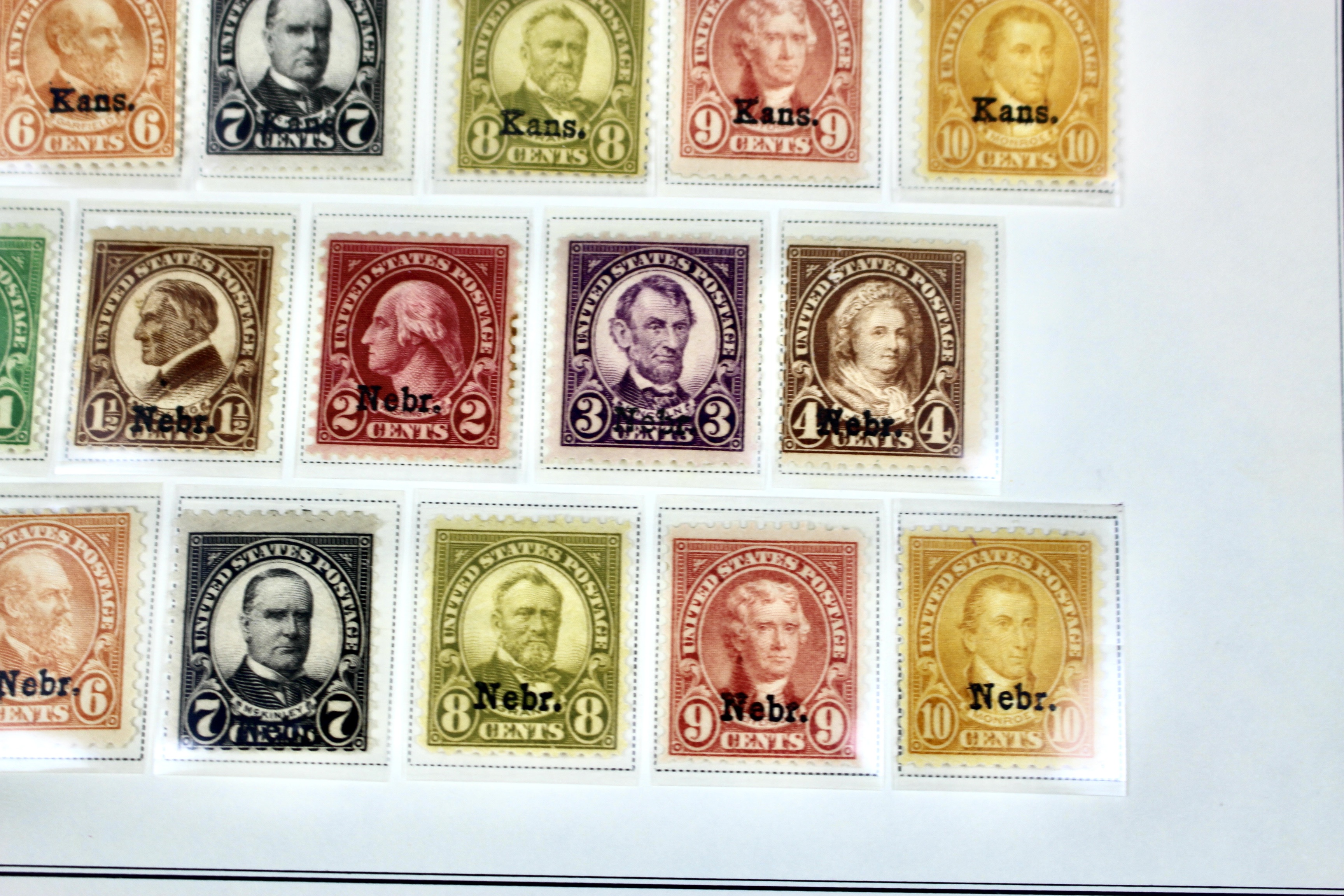 1929 Kansas-Nebraska Overprint Postage Stamp Set, MH