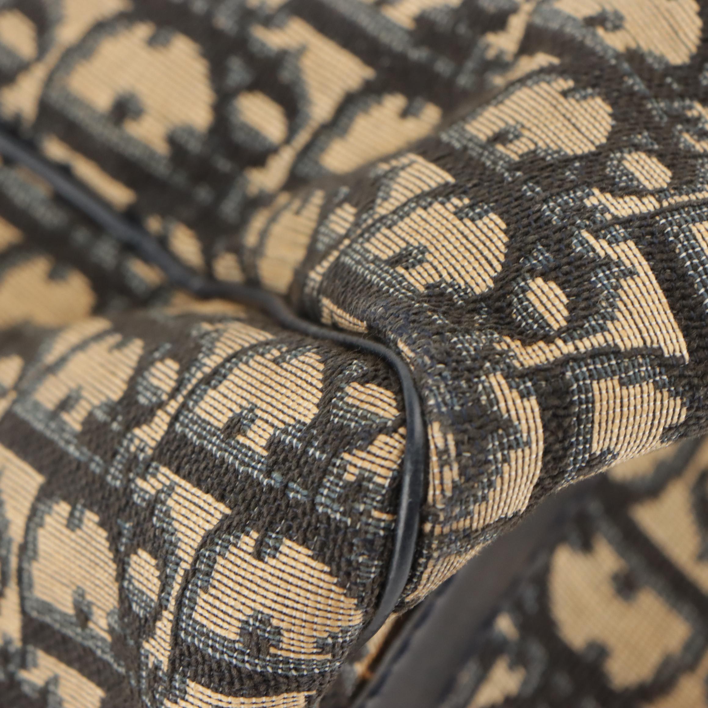 Christian Dior Bagages Boston Bag in Dark Blue Trotter Monogram Canvas & Leather