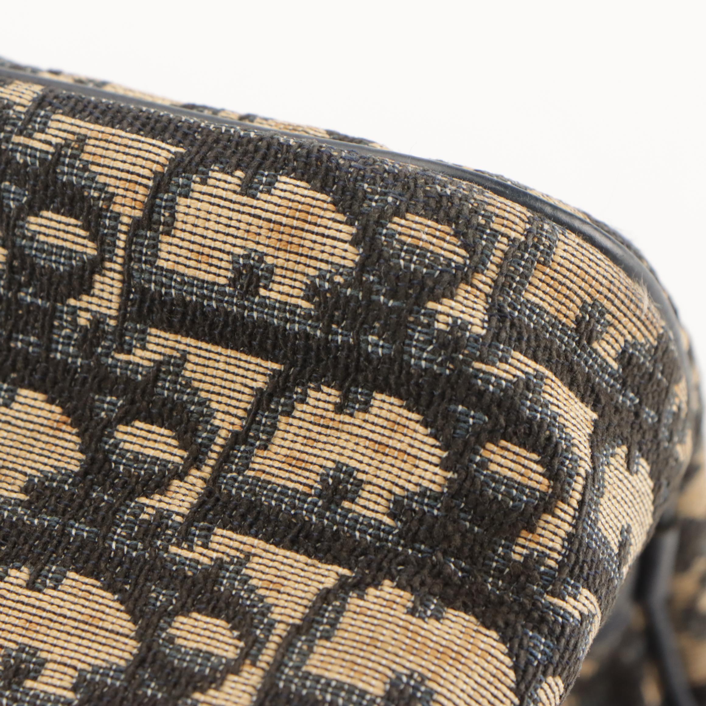 Christian Dior Bagages Boston Bag in Dark Blue Trotter Monogram Canvas & Leather