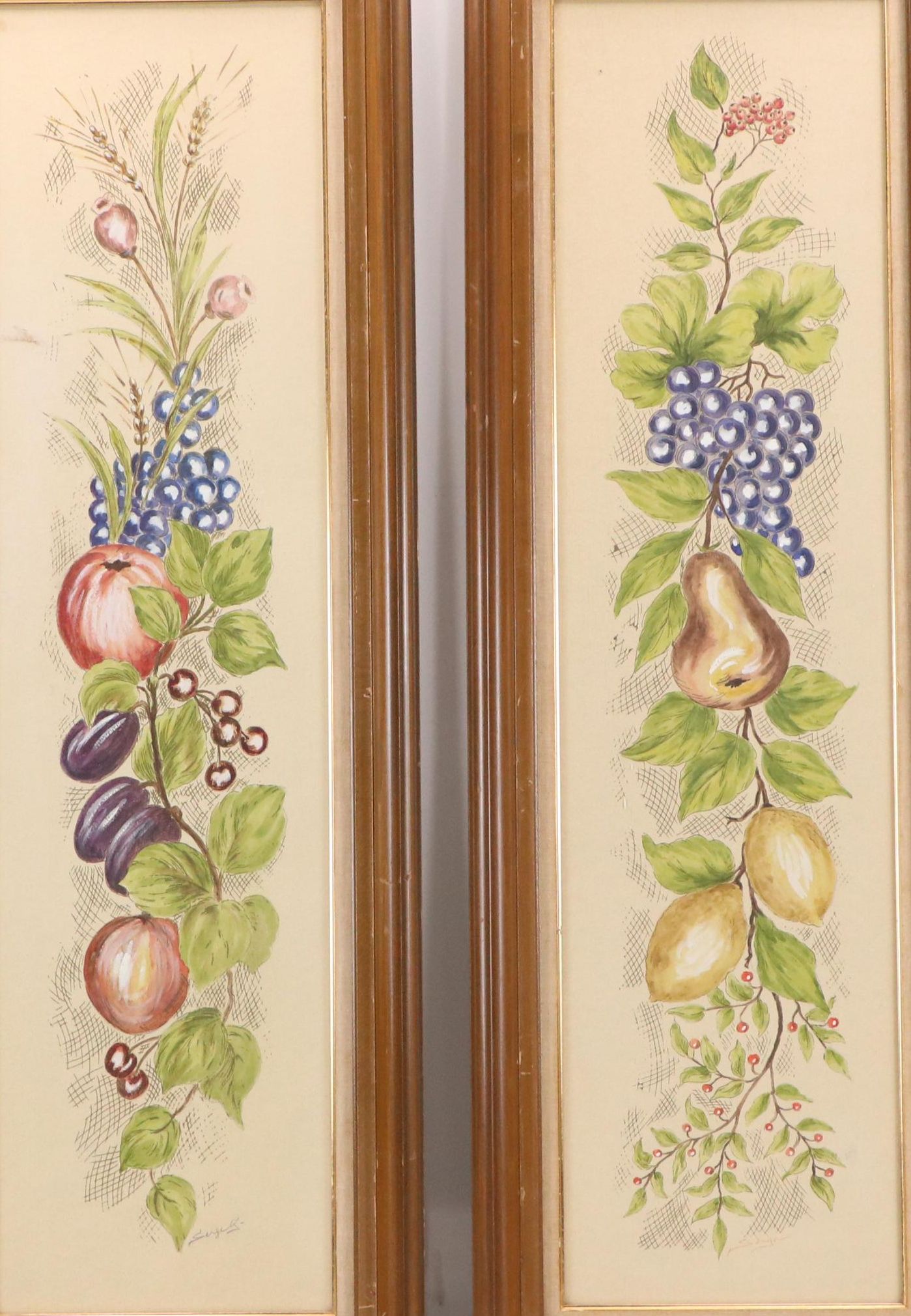 Marko Manufacturers Watercolor Paintings "Fruits," Mid to Late 20th C.