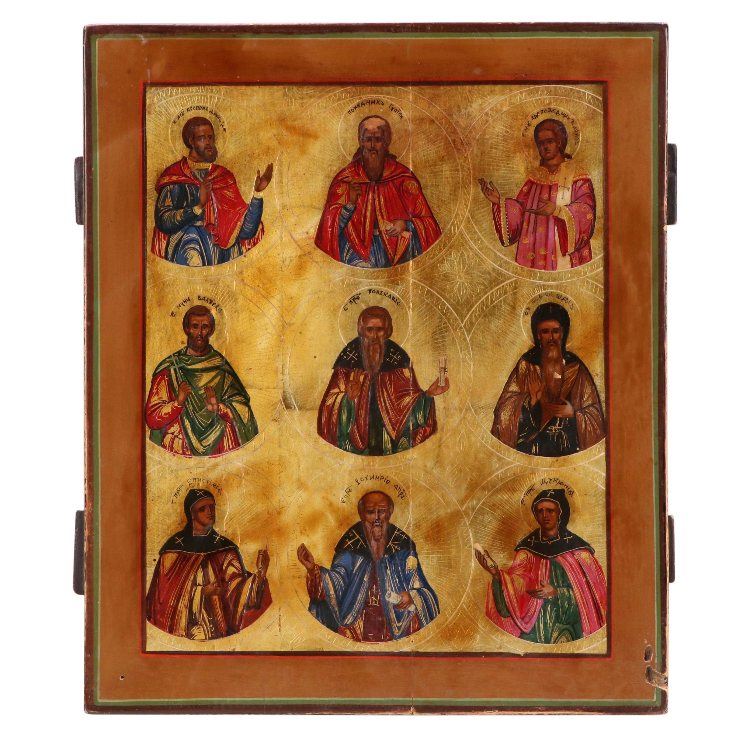 Orthodox Christian Hand-Painted Icon of Saints