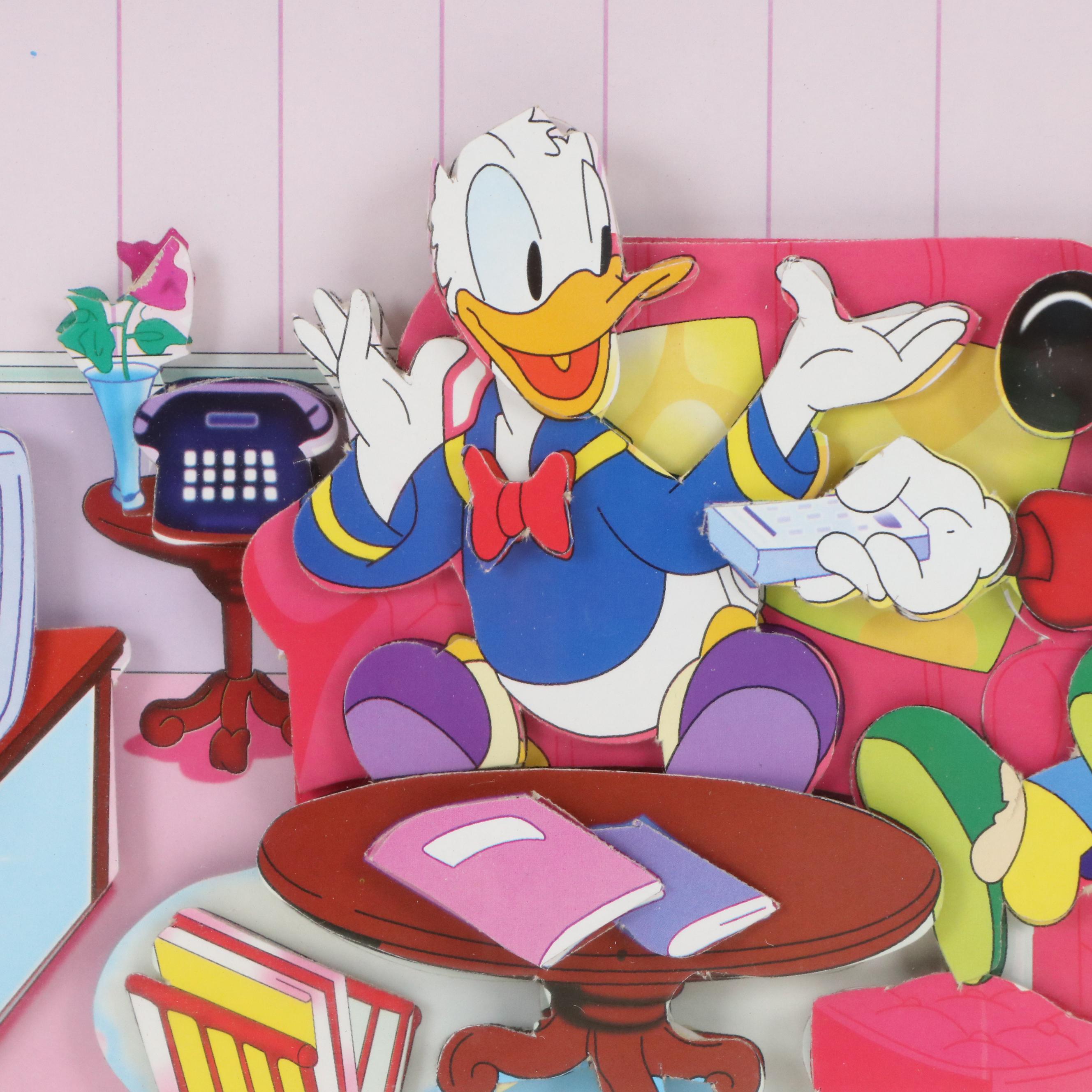 3-D Offset Lithograph of Donald Duck, Mickey Mouse, and Daisy, Late 20th Century