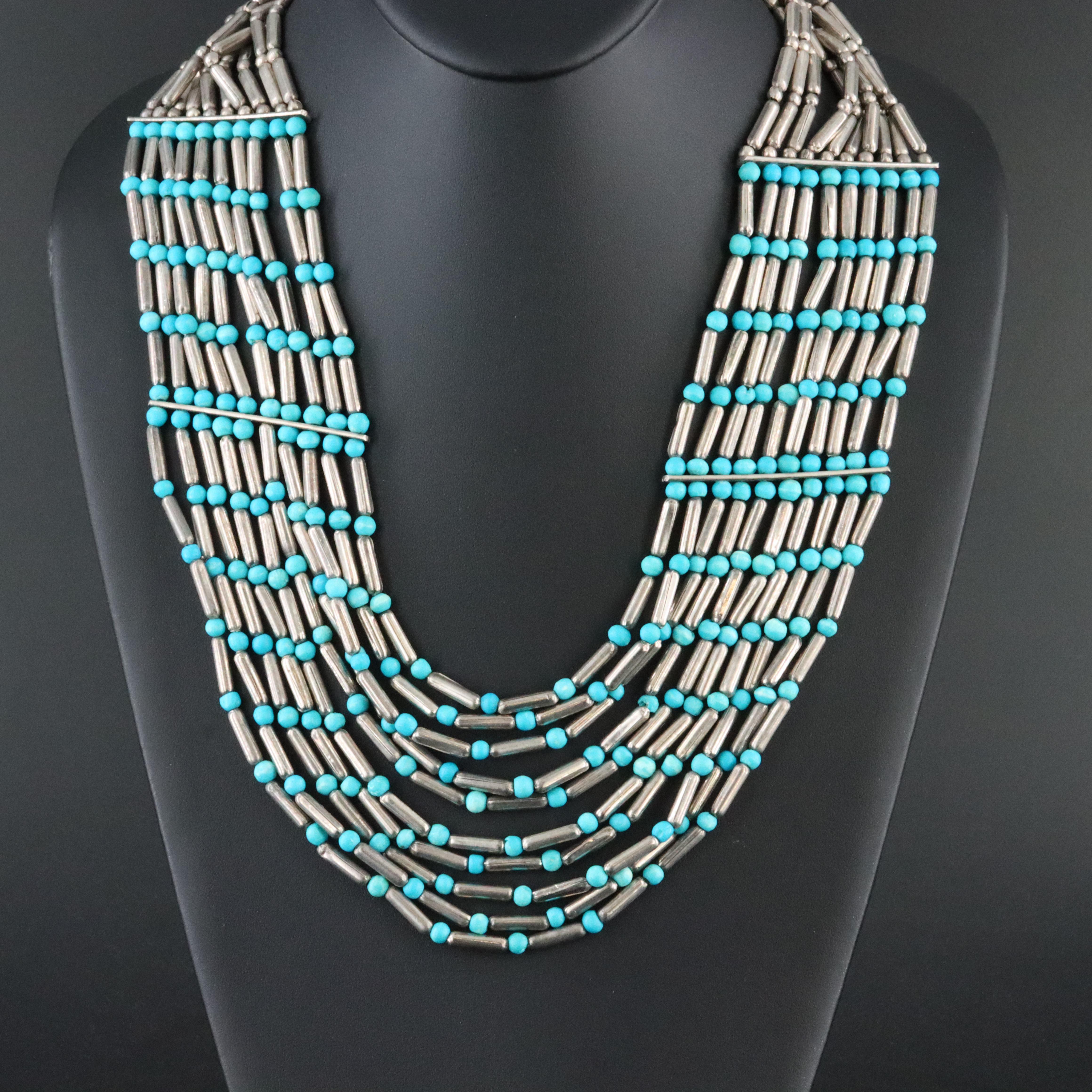 Layered Faux Turquoise Bib Necklace