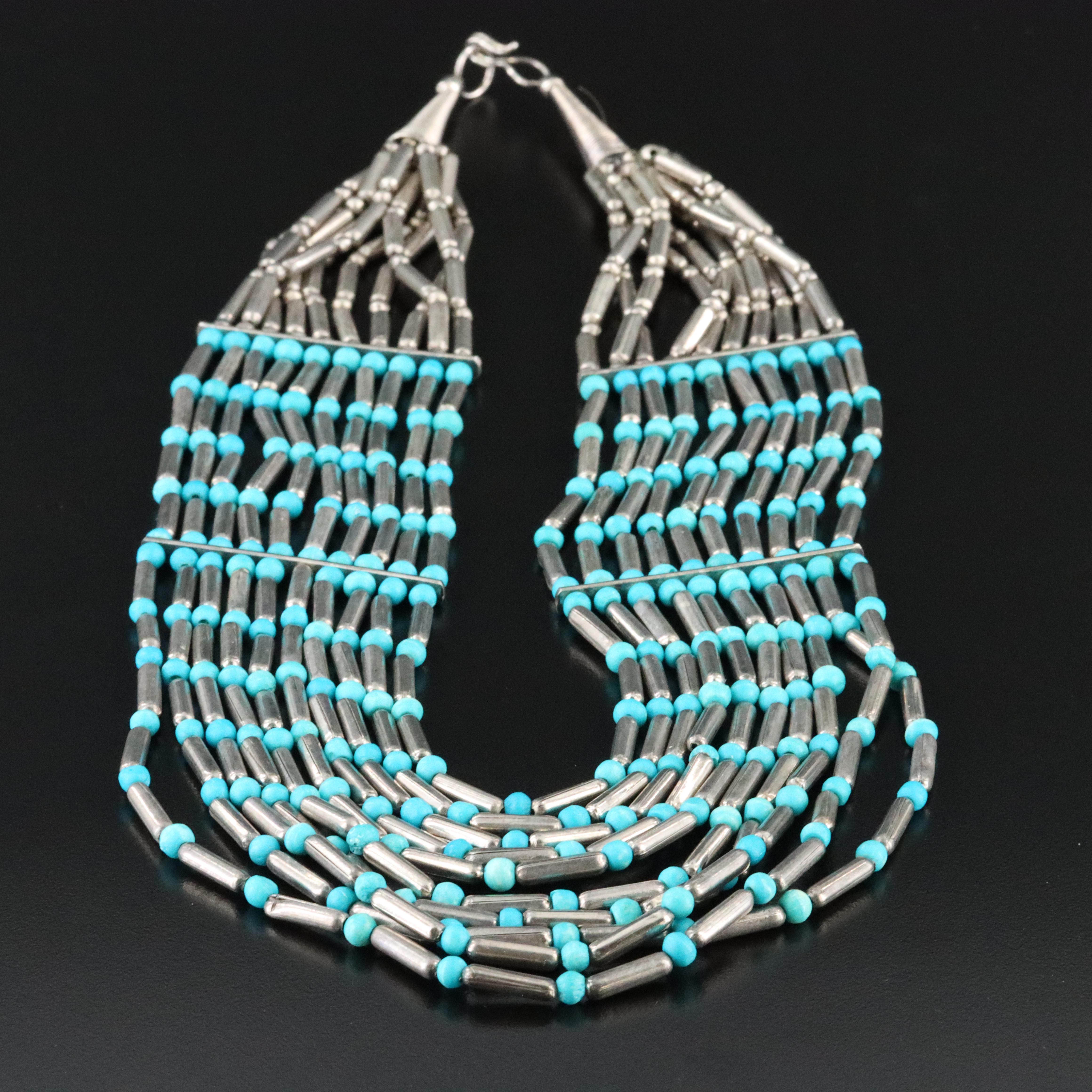 Layered Faux Turquoise Bib Necklace