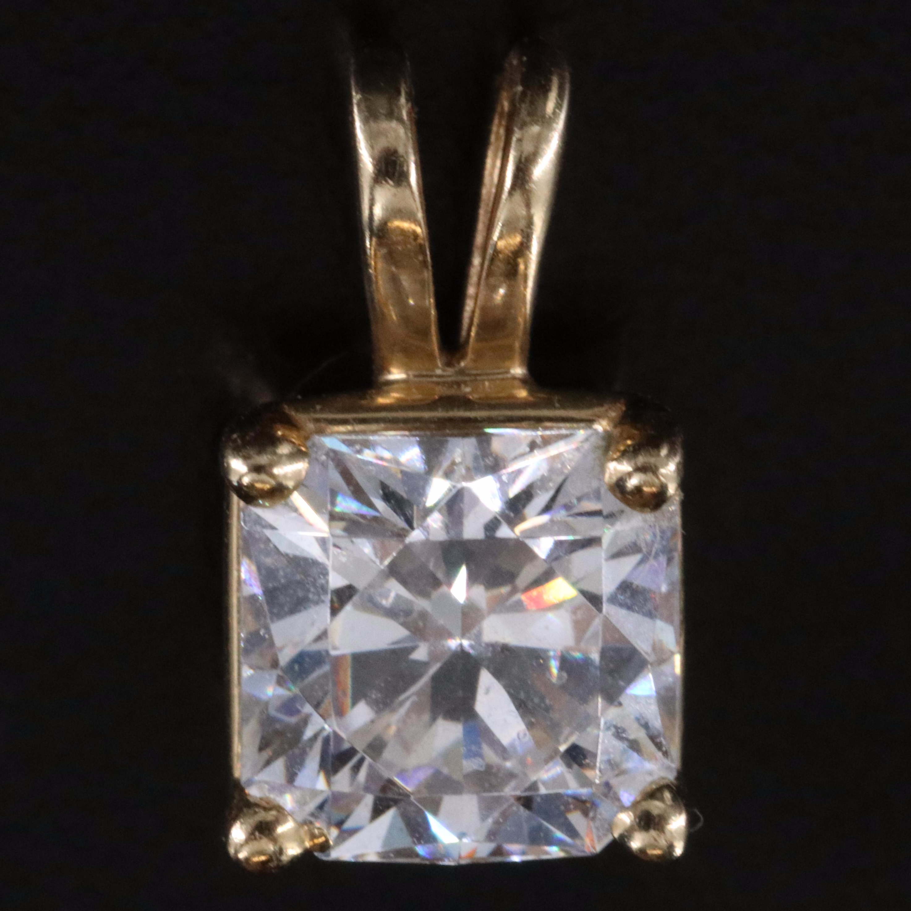 14K CZ Solitaire Pendant