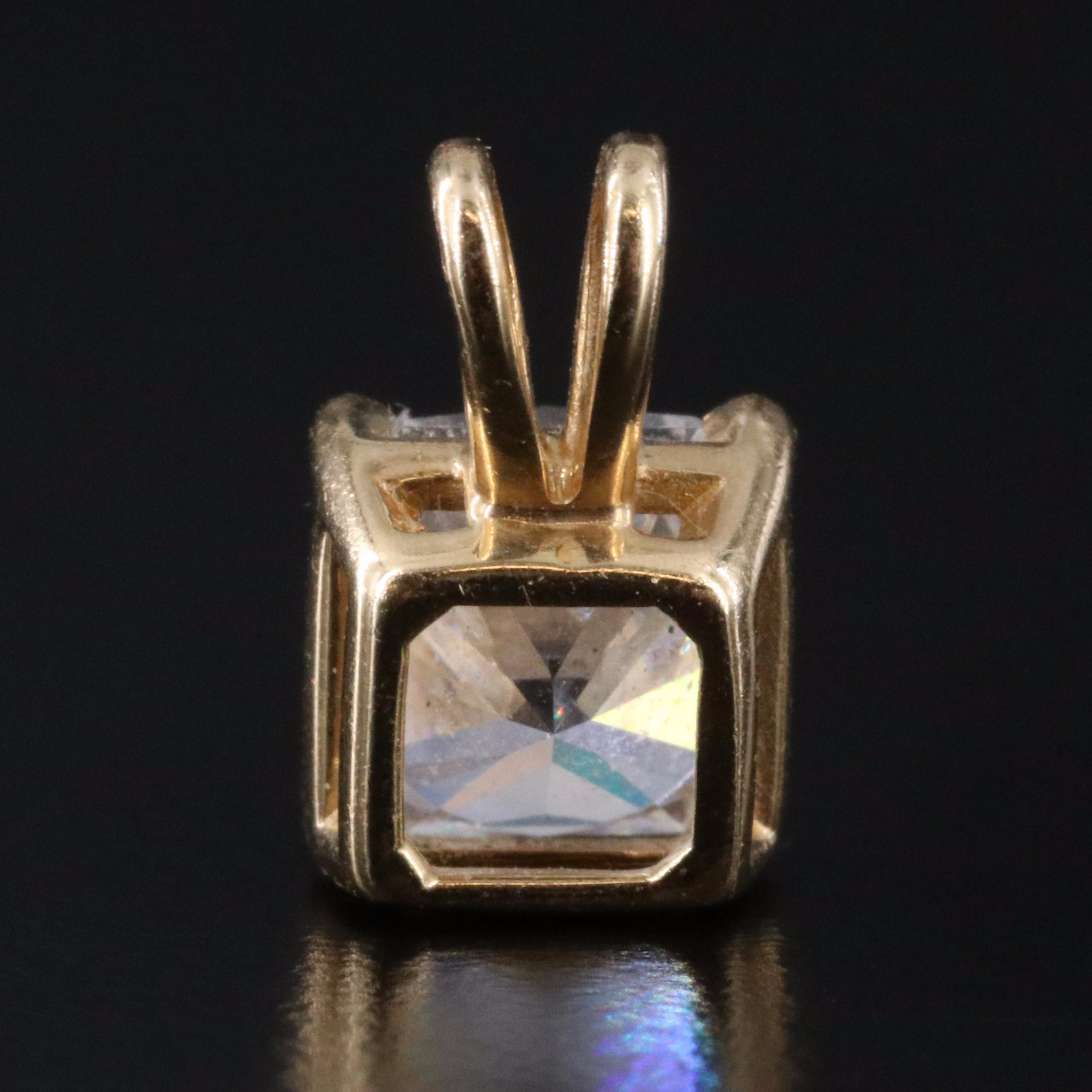 14K CZ Solitaire Pendant