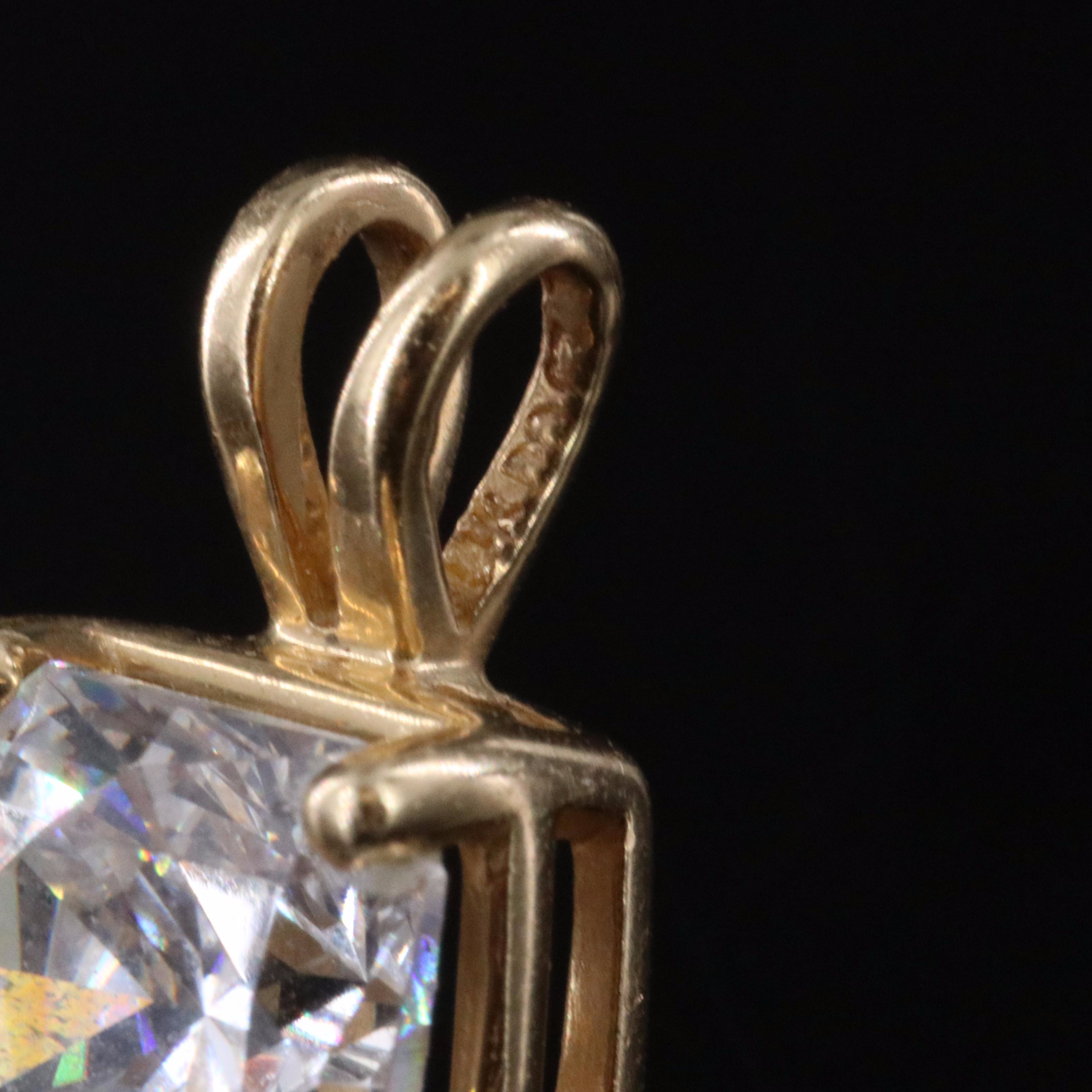 14K CZ Solitaire Pendant