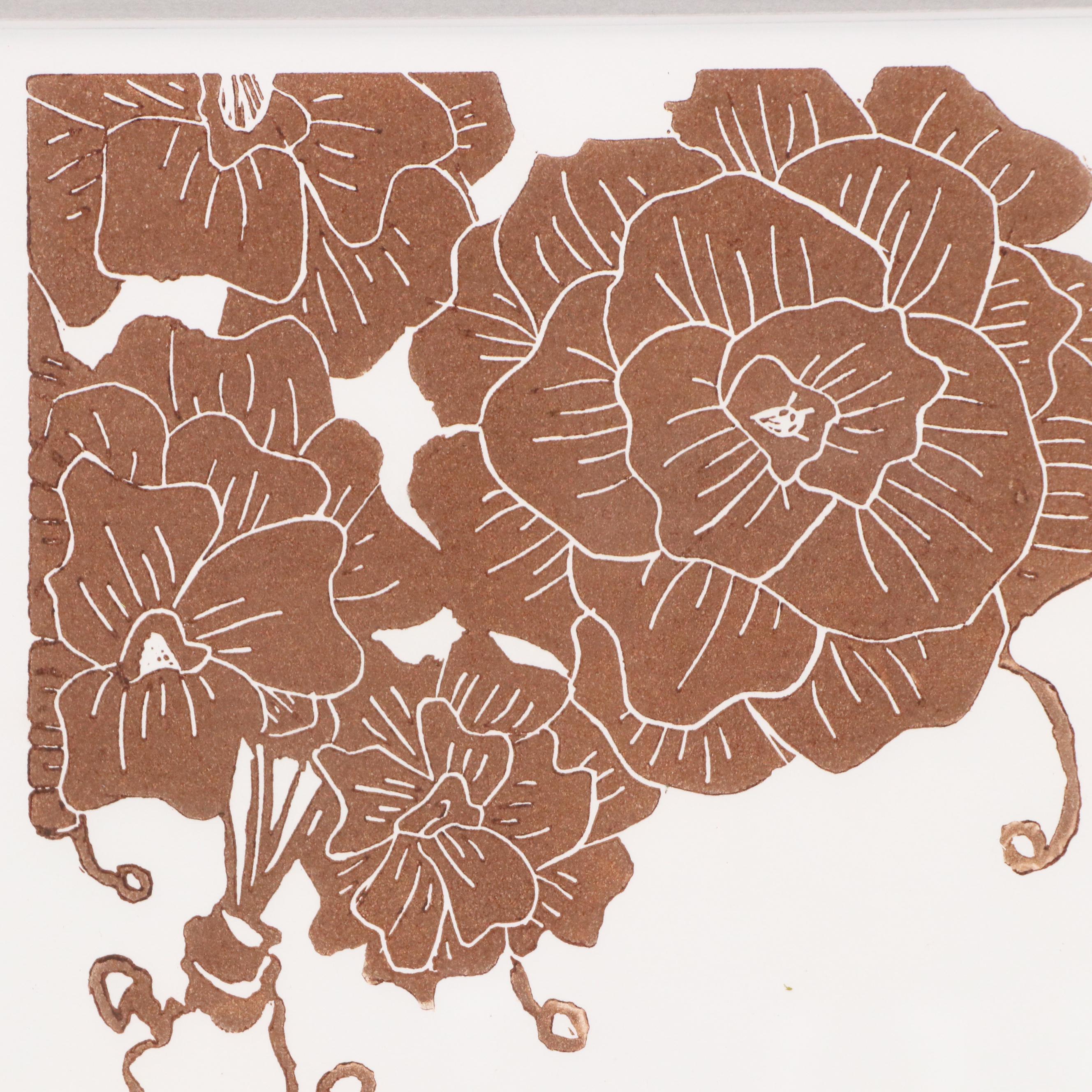 Amal Green Linocut "Puff," 21st Century