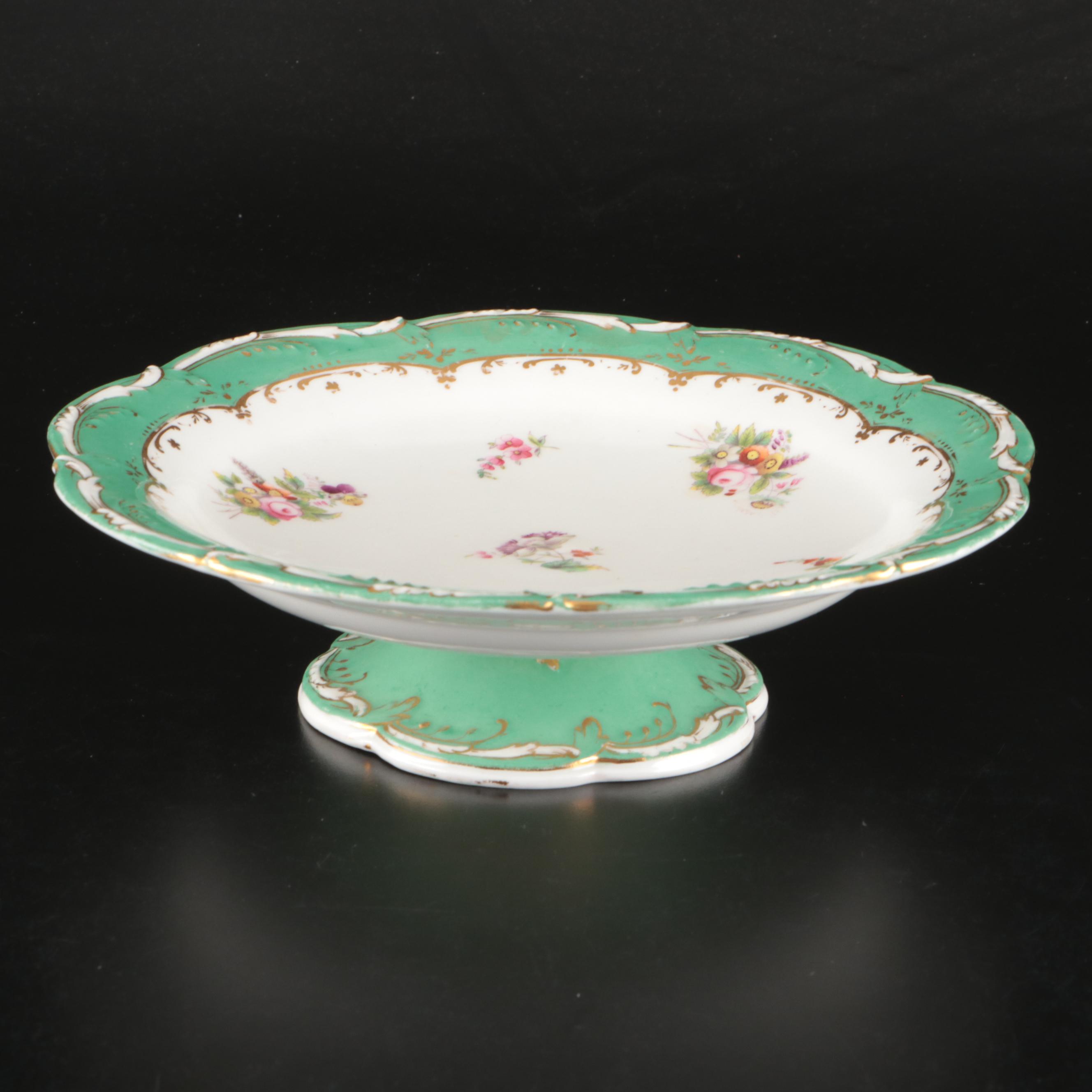 English Porcelain Floral Pattern Dessert Set, 19th Century