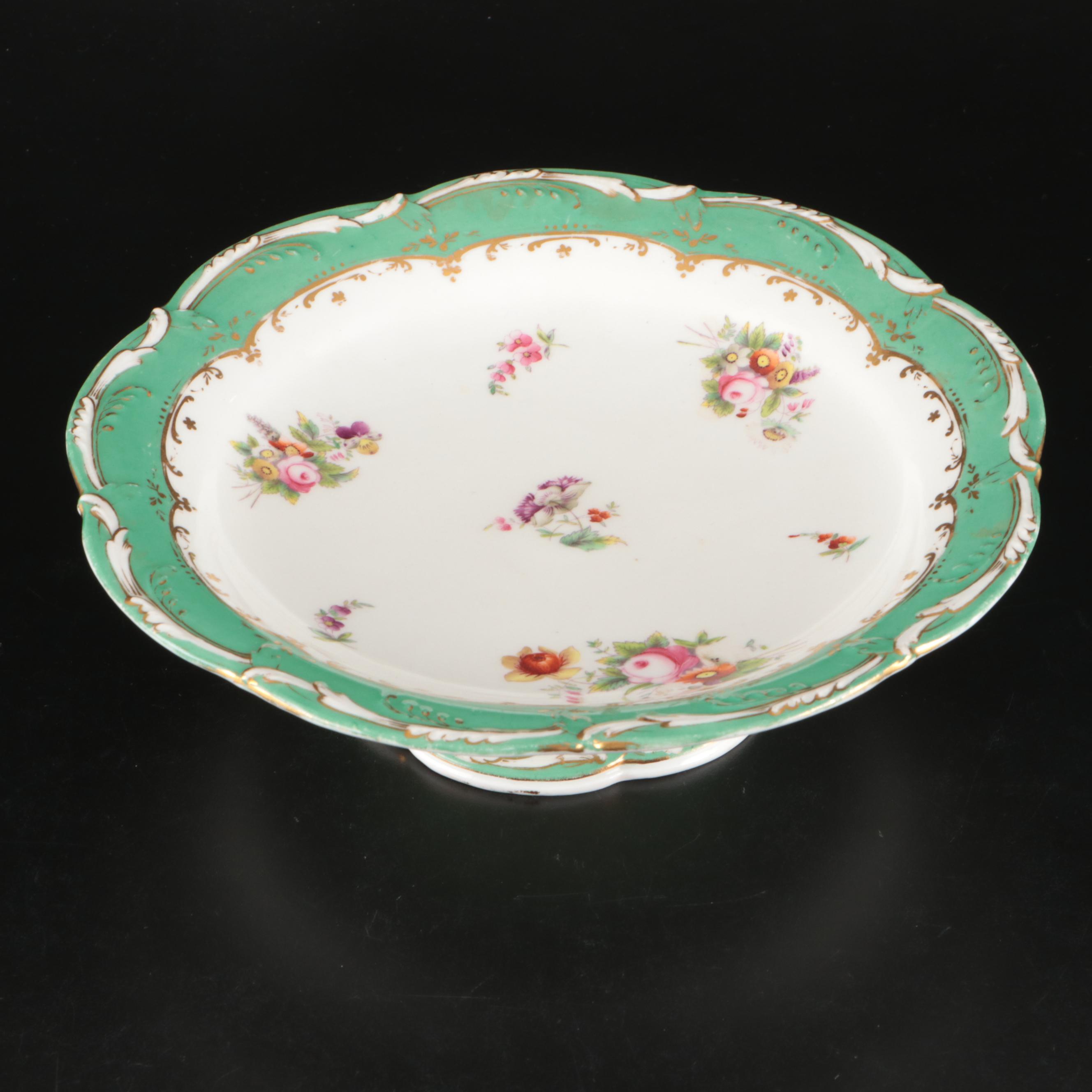 English Porcelain Floral Pattern Dessert Set, 19th Century