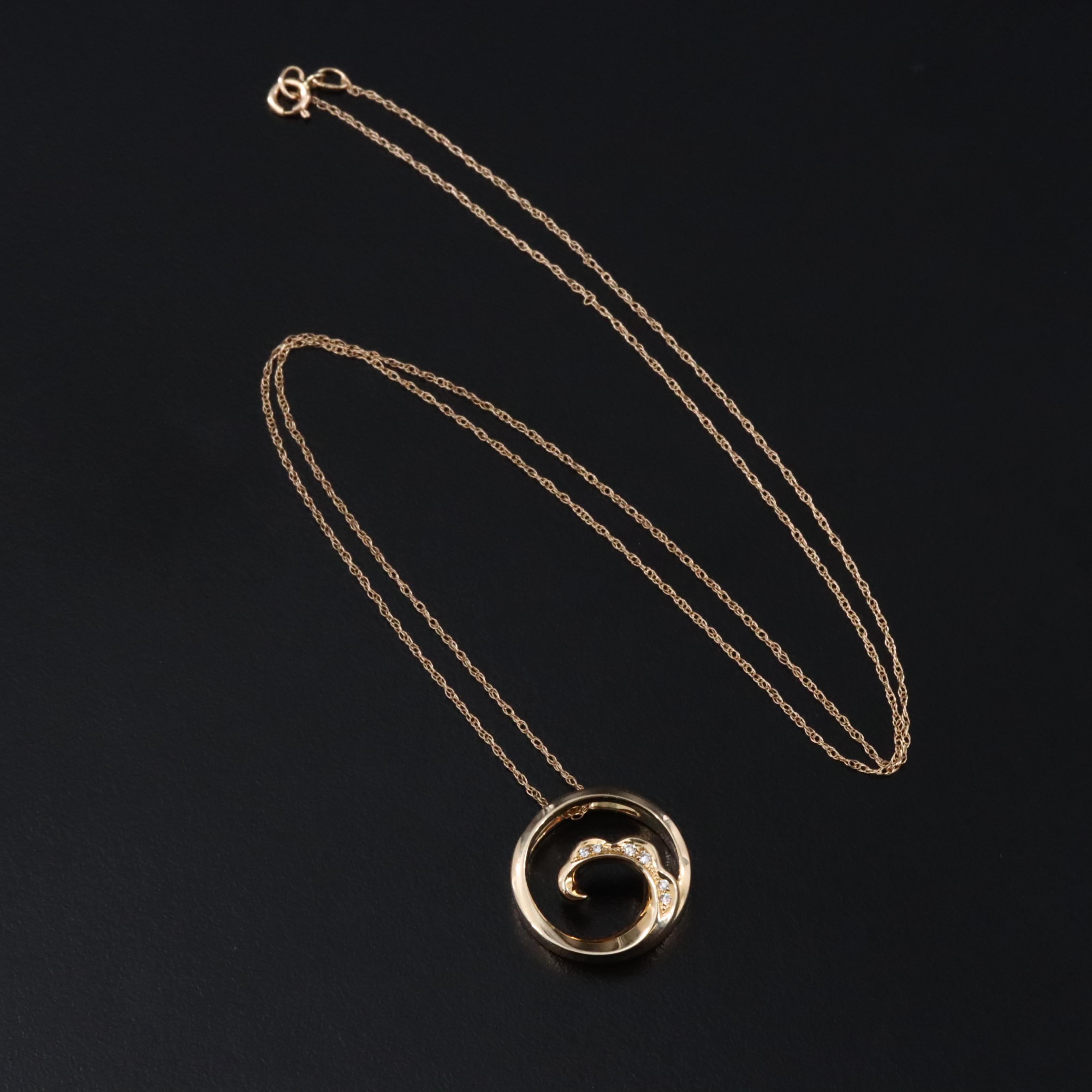 14K 0.03 CTW Diamond Pendant Necklace