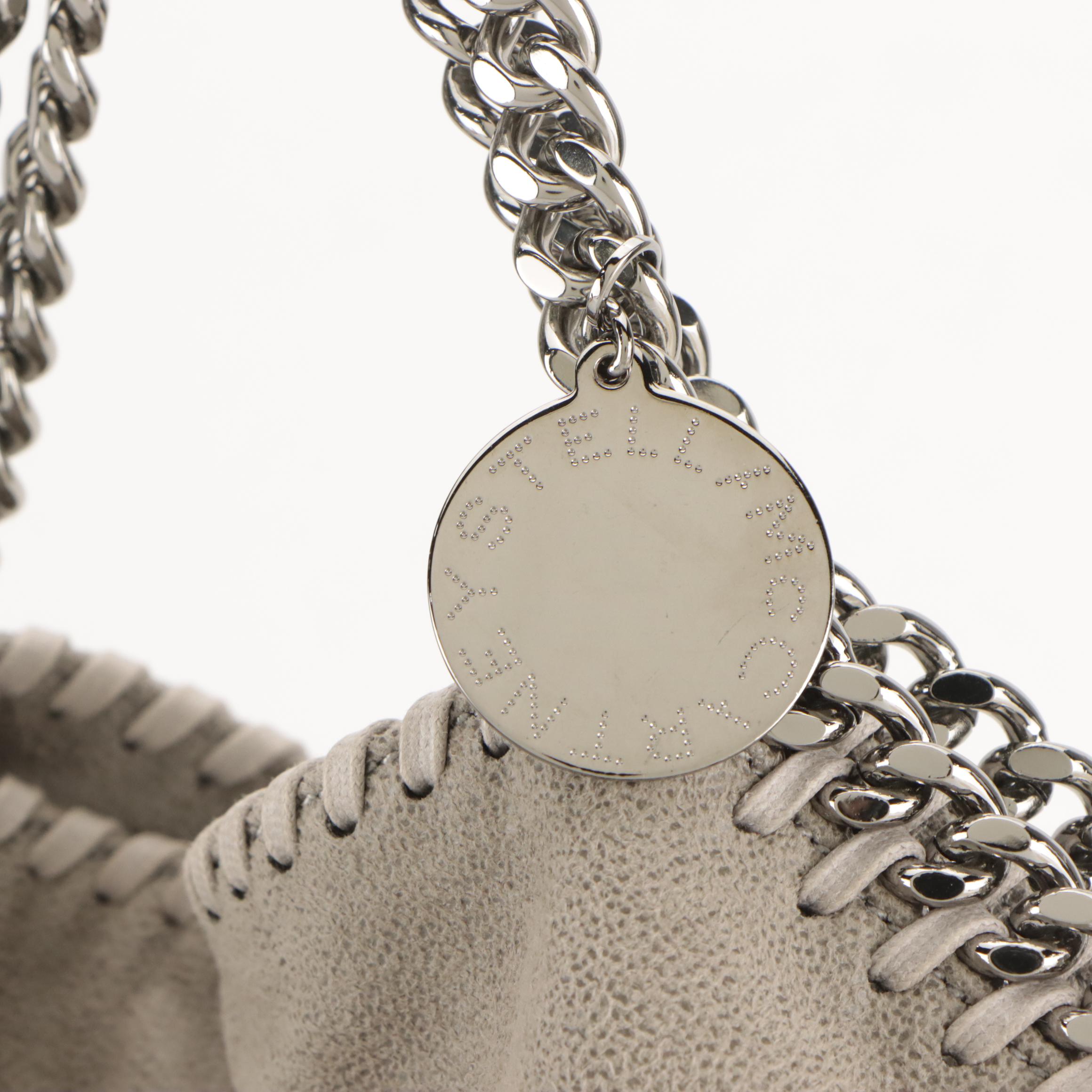 Stella Mccartney Large Falabella Chain Strap Bag in Gray Shaggy Deer Faux-Suede