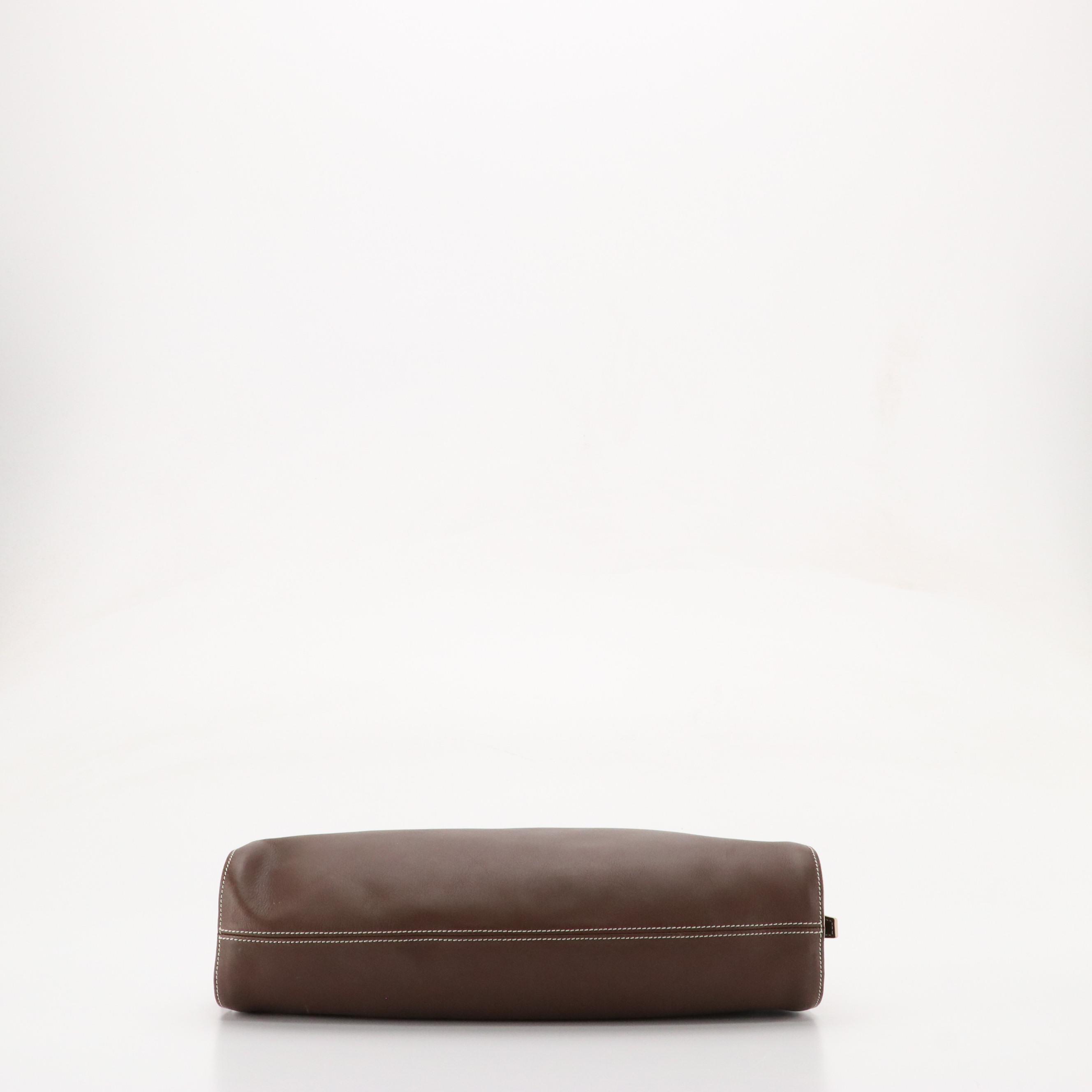 Loewe Brown Leather Shoulder Bag with Contrast Stitching