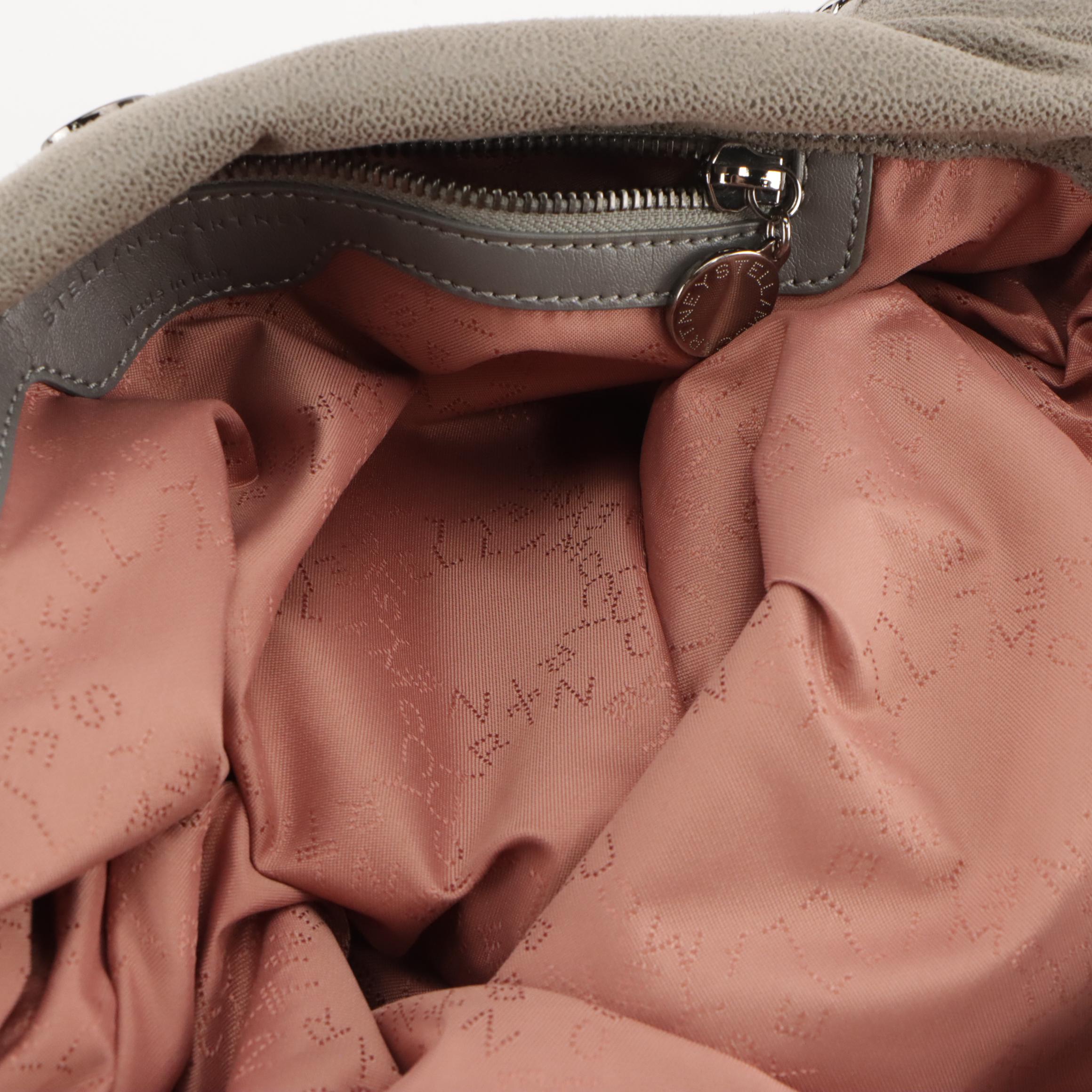 Stella Mccartney Large Falabella Chain Strap Bag in Gray Shaggy Deer Faux-Suede