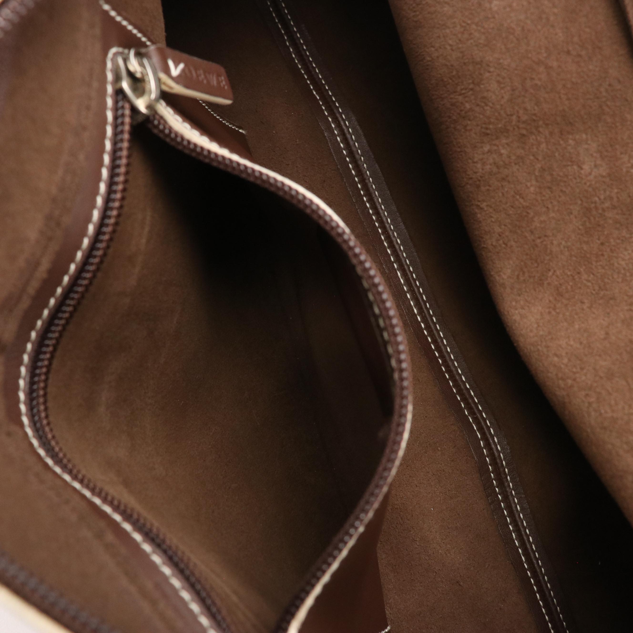 Loewe Brown Leather Shoulder Bag with Contrast Stitching