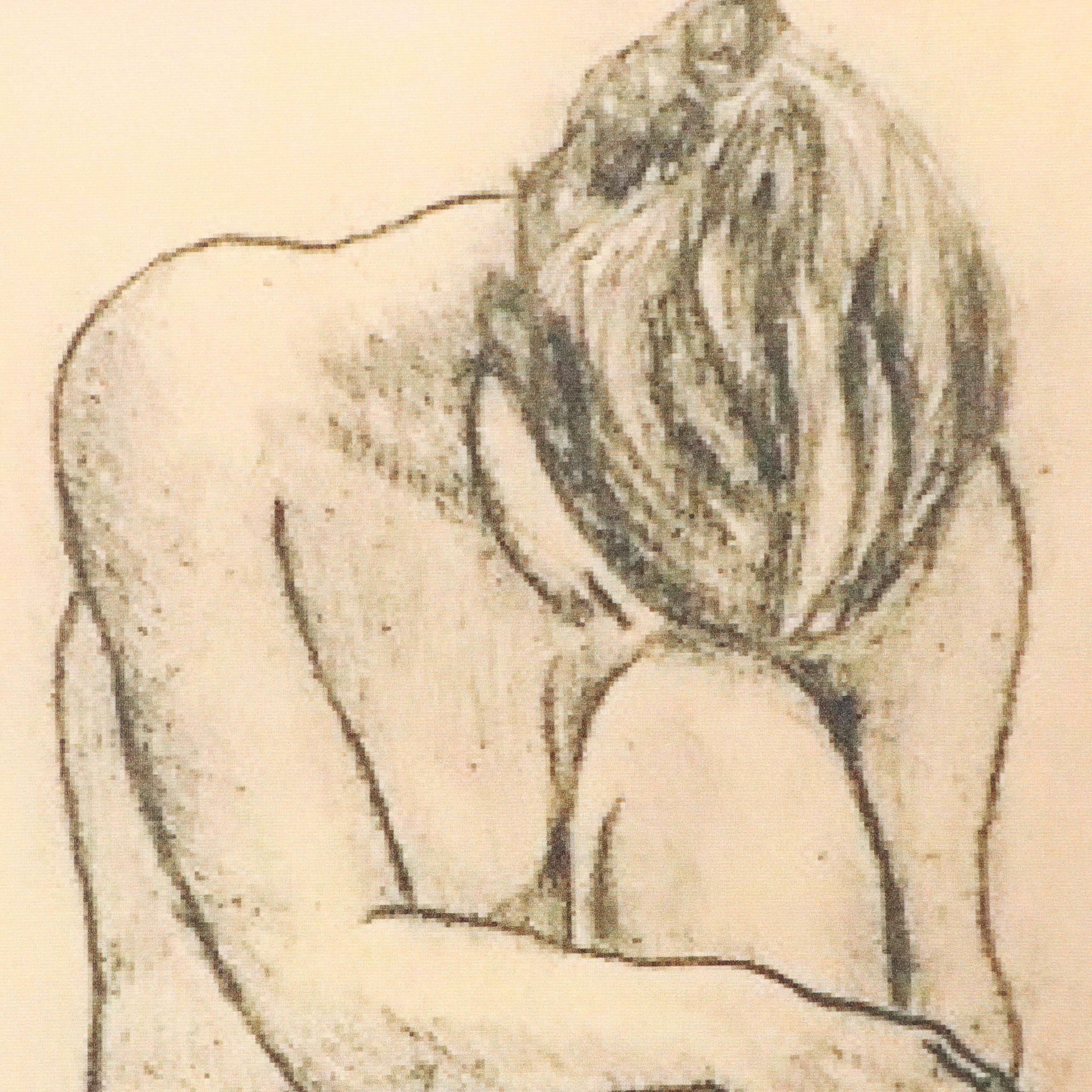 M.C. Abushar Digital Print "Sitting Nude Model," 21st Century