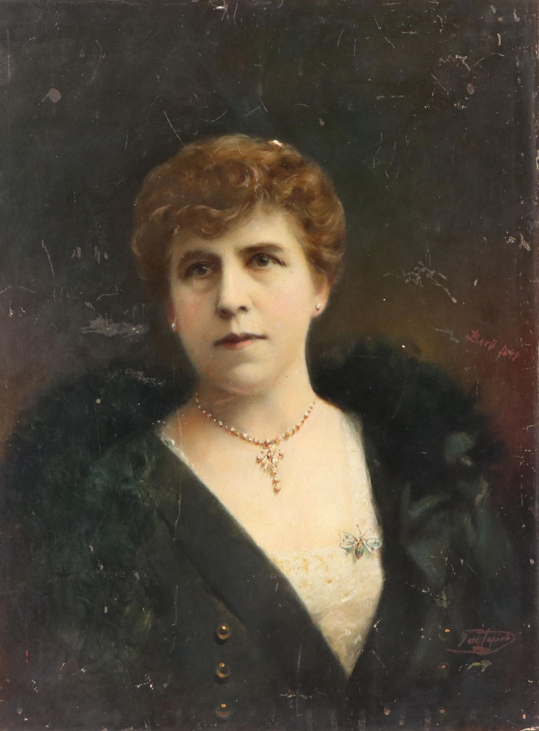 Oil Embellished Portrait Photograph of Gentlewoman, 1899
