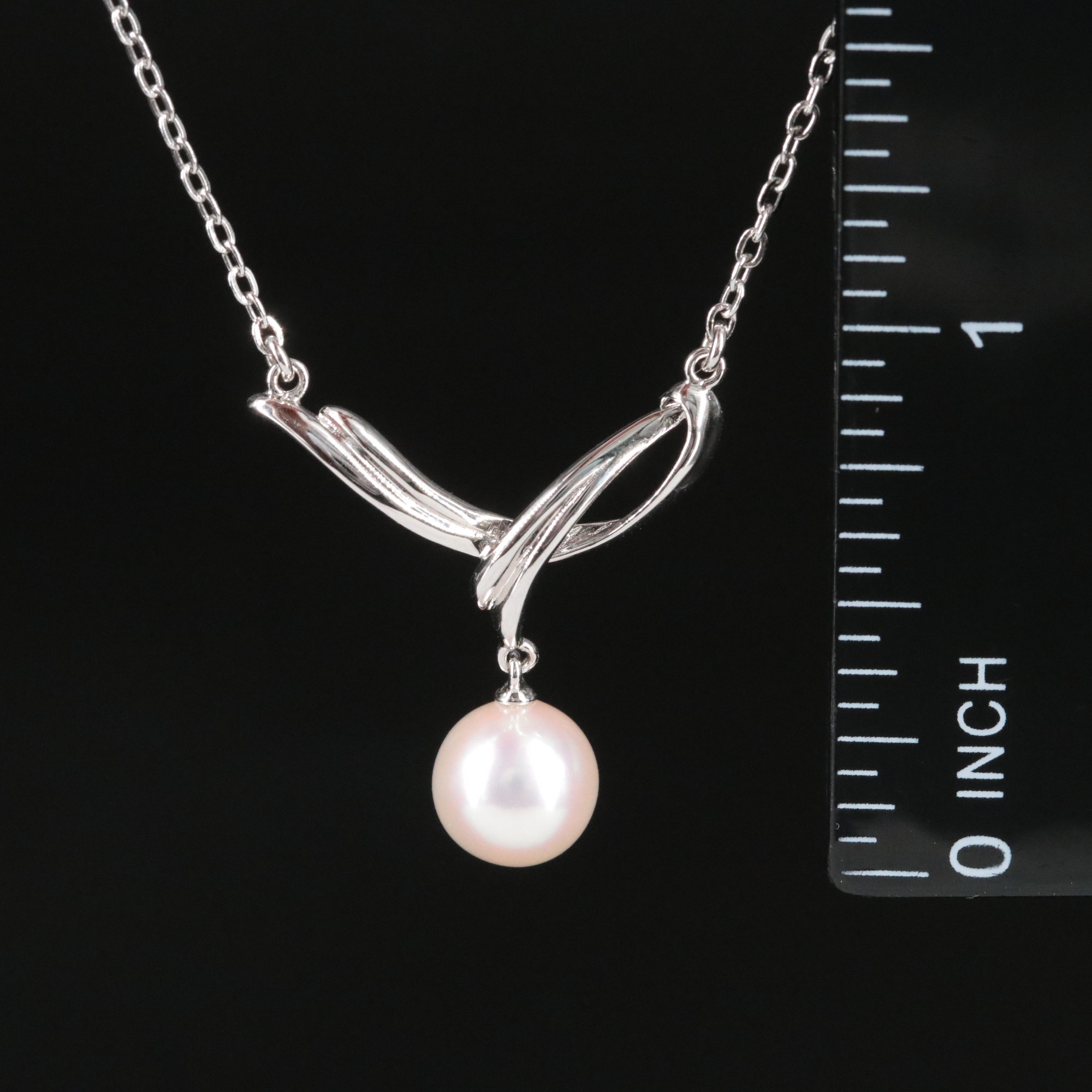 Sterling and Pearl Drop Necklace