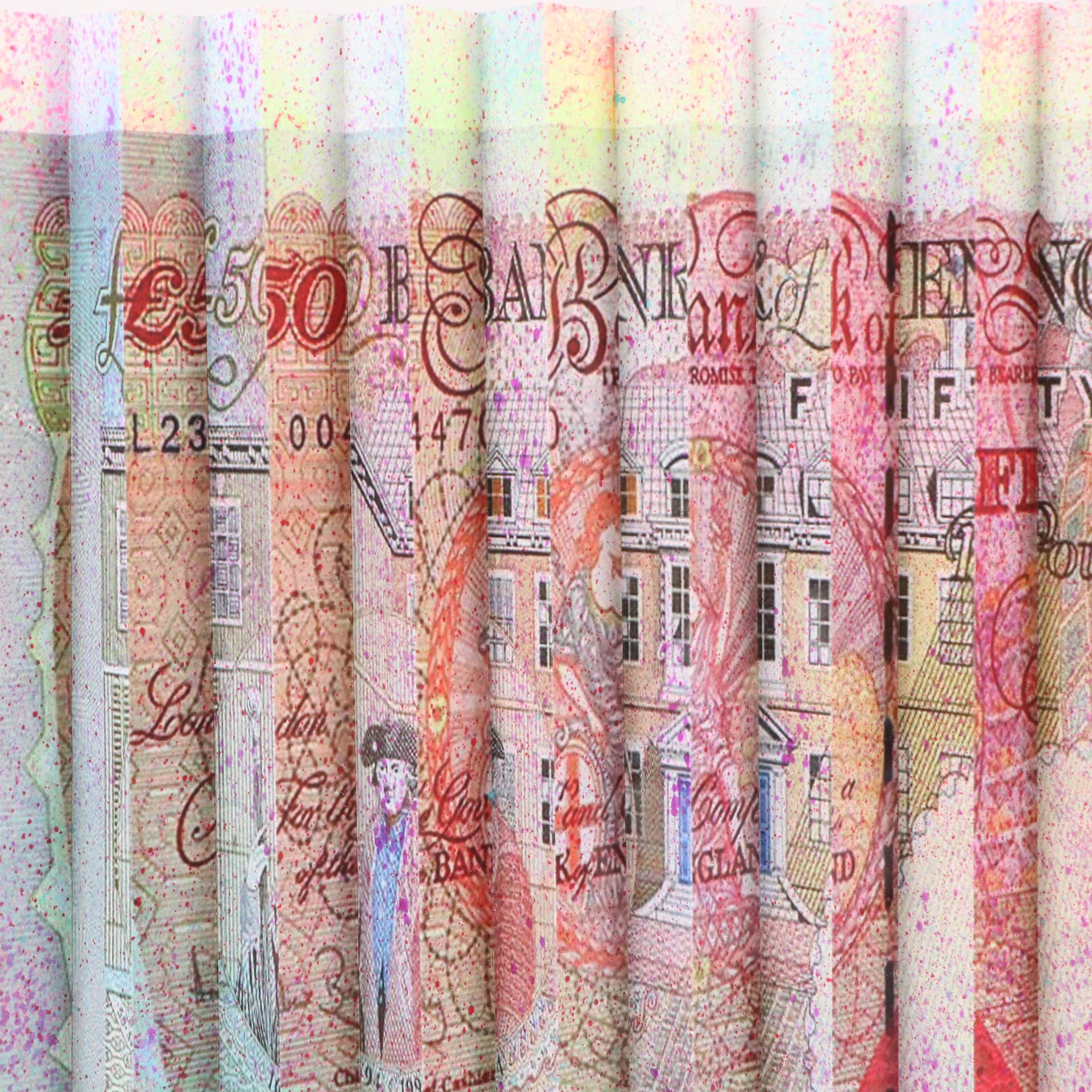 E.M. Zax Accordion Folded Mixed Media Digital Print of Currency, 2025