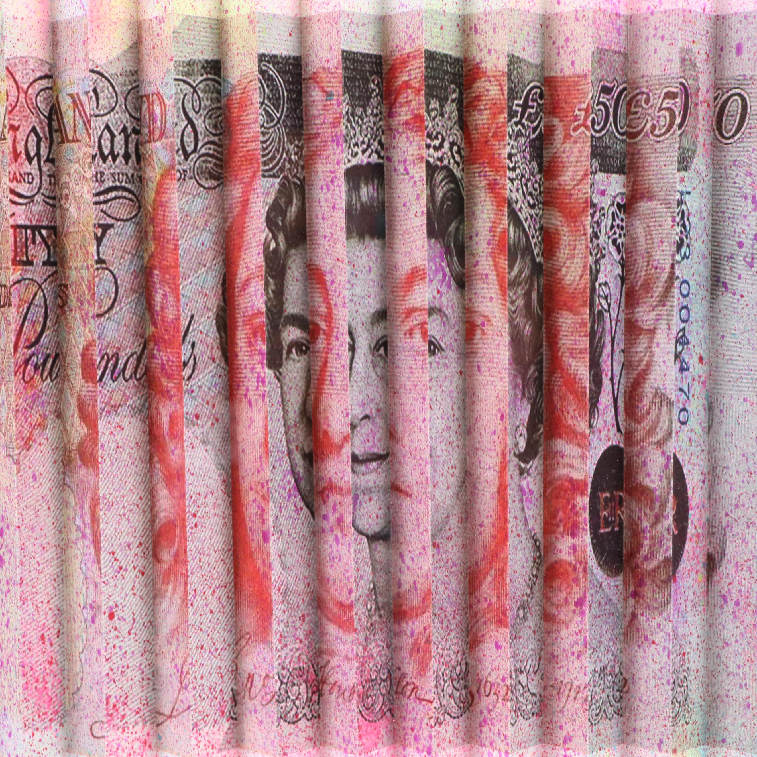 E.M. Zax Accordion Folded Mixed Media Digital Print of Currency, 2025