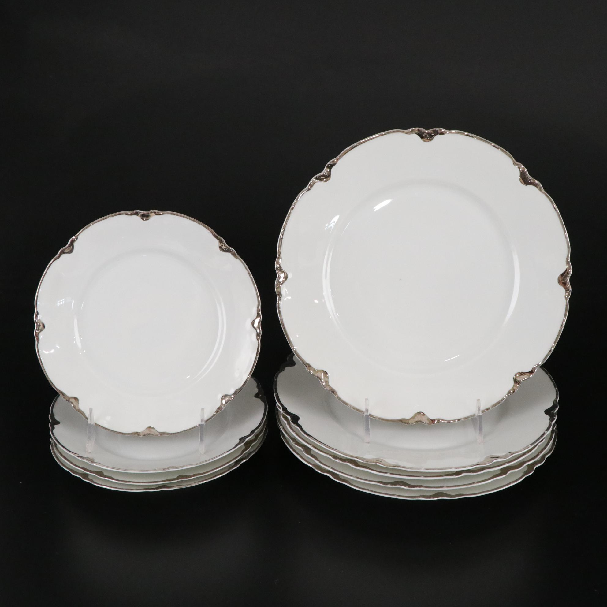 Thomas Bavaria Platinum Scallop Trim Porcelain Dinnerware Set for Four