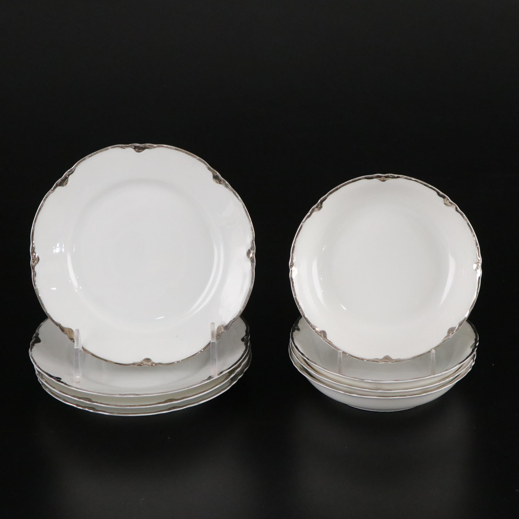 Thomas Bavaria Platinum Scallop Trim Porcelain Dinnerware Set for Four