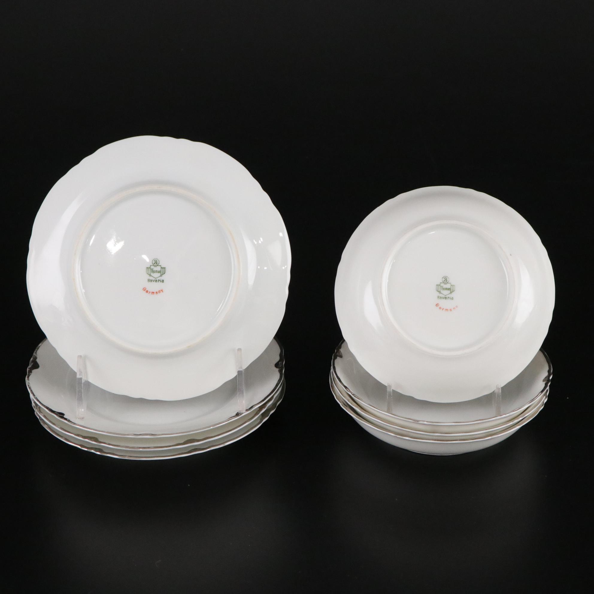 Thomas Bavaria Platinum Scallop Trim Porcelain Dinnerware Set for Four