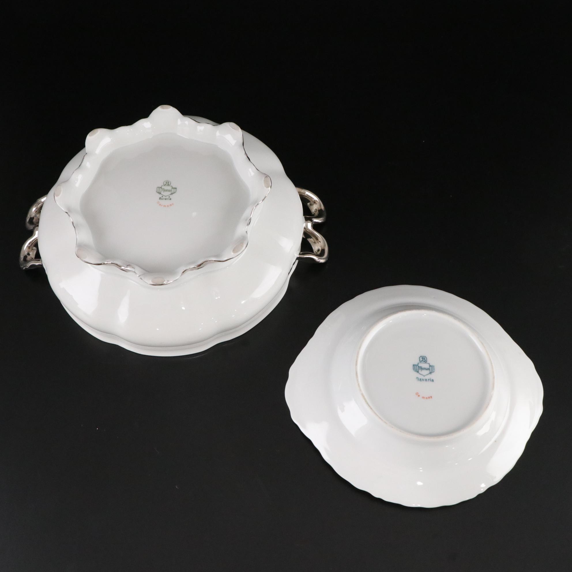 Thomas Bavaria Platinum Scallop Trim Porcelain Dinnerware Set for Four