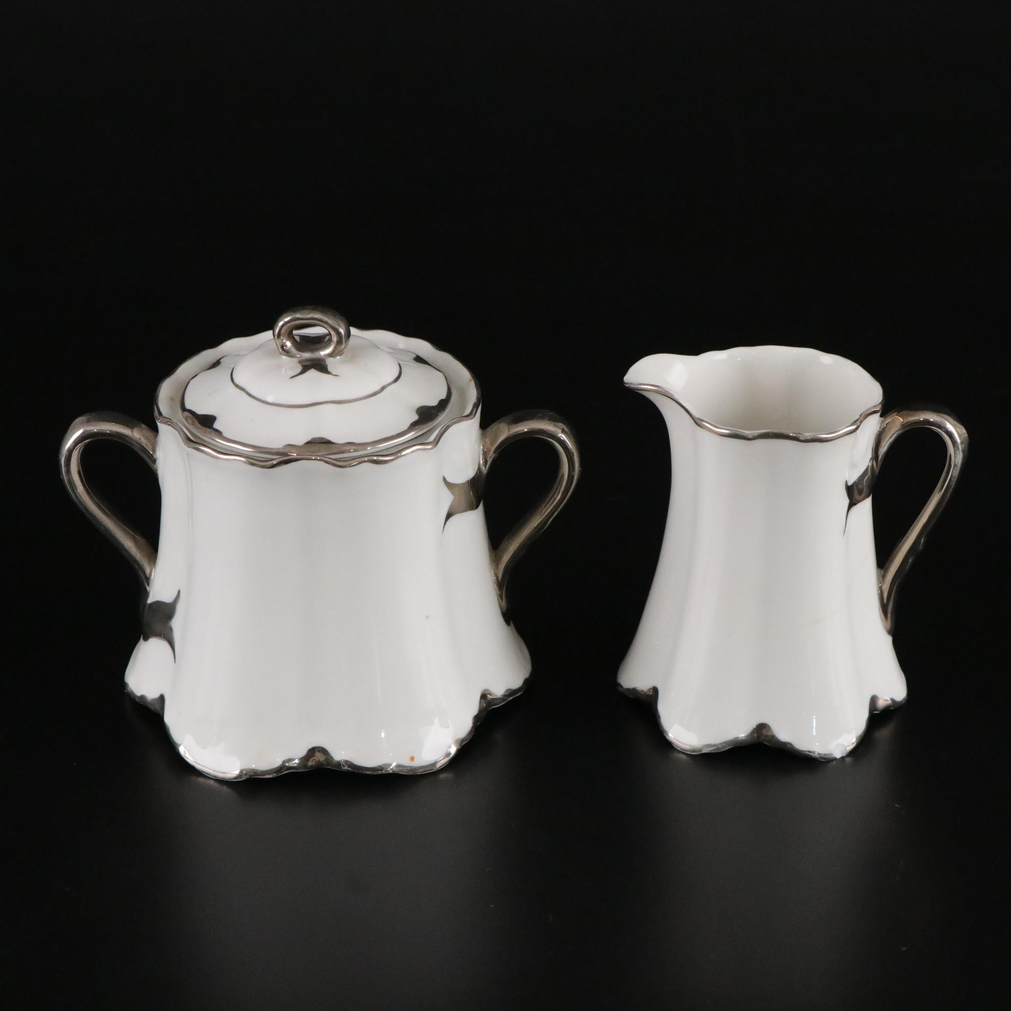 Thomas Bavaria Platinum Scallop Trim Porcelain Dinnerware Set for Four