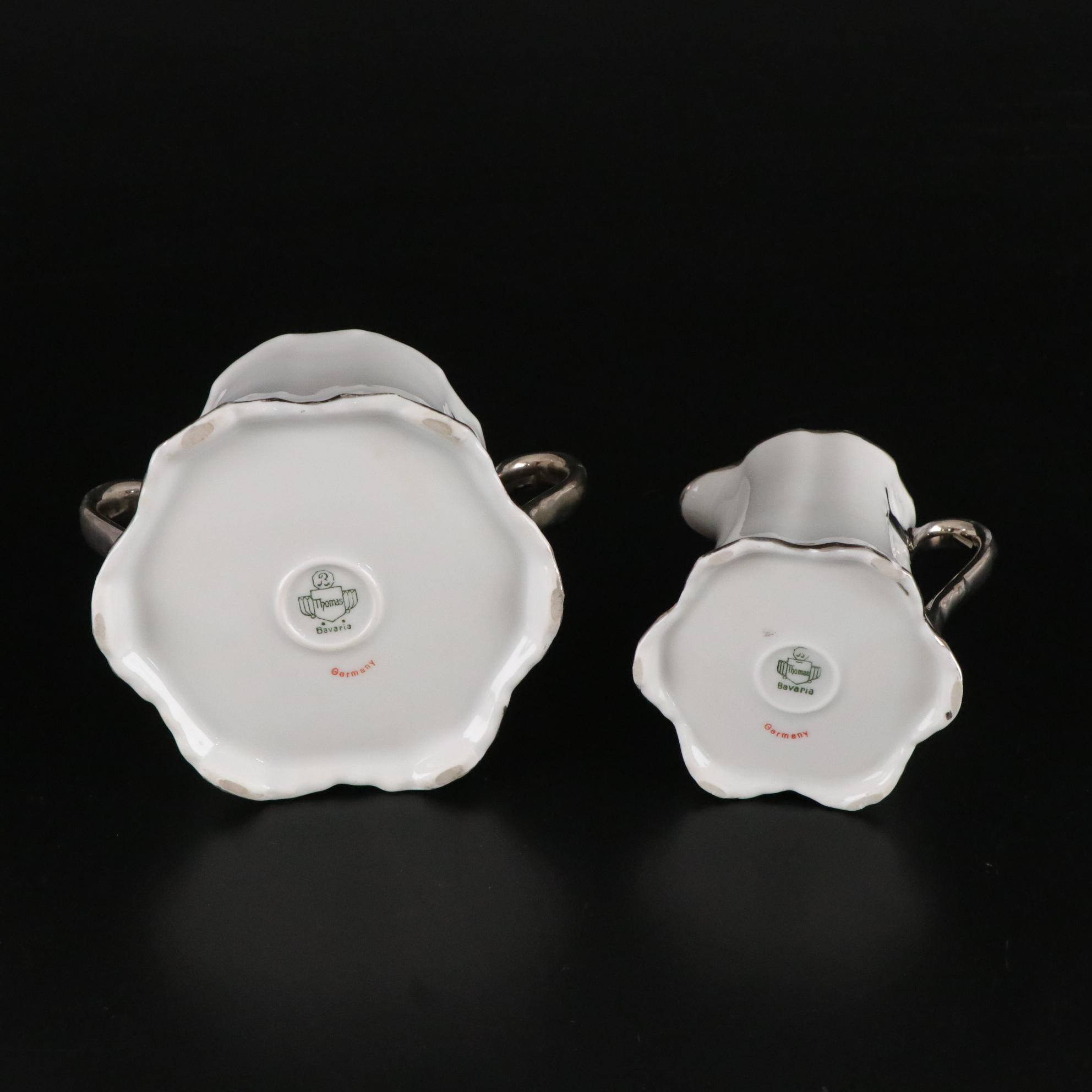 Thomas Bavaria Platinum Scallop Trim Porcelain Dinnerware Set for Four