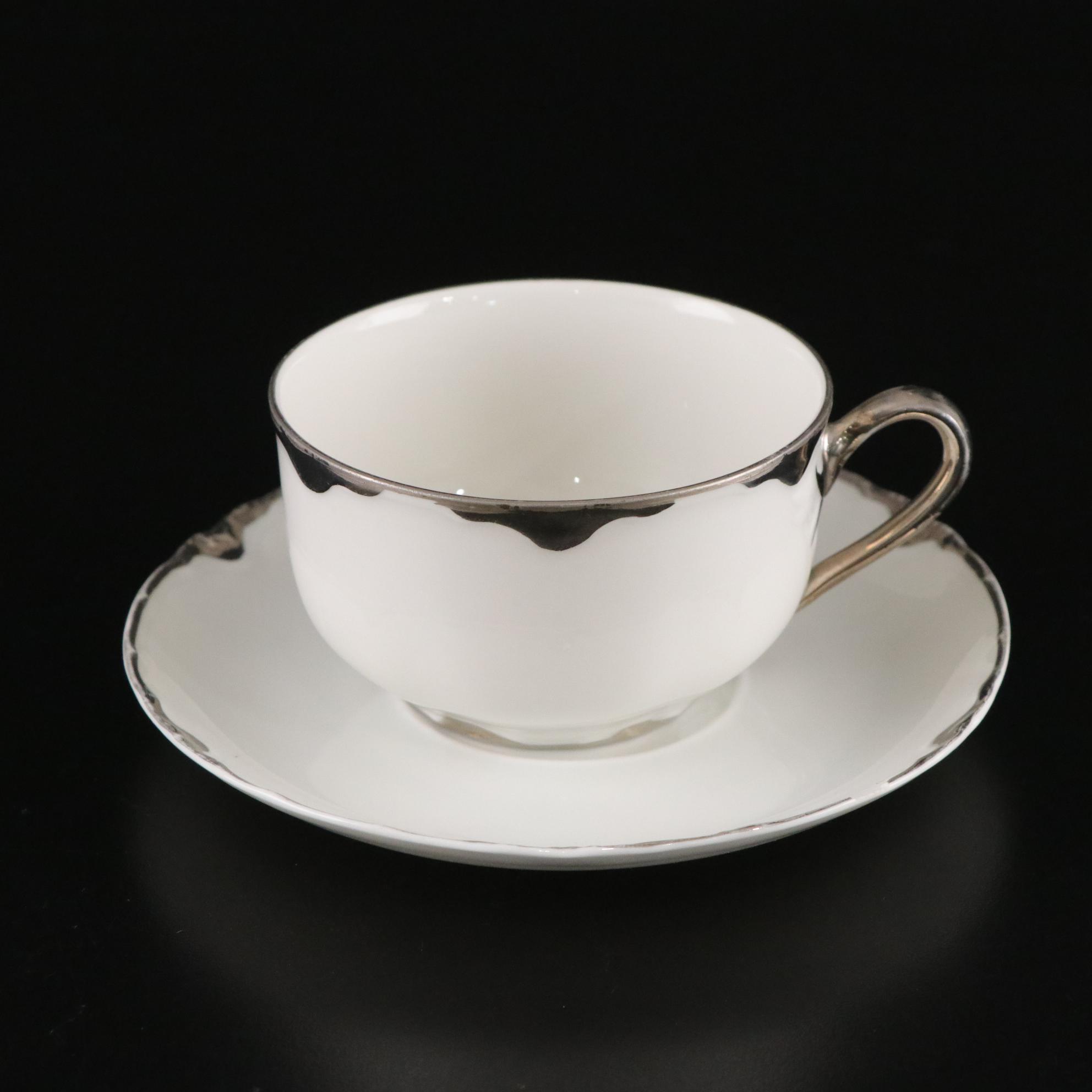 Thomas Bavaria Platinum Scallop Trim Porcelain Dinnerware Set for Four