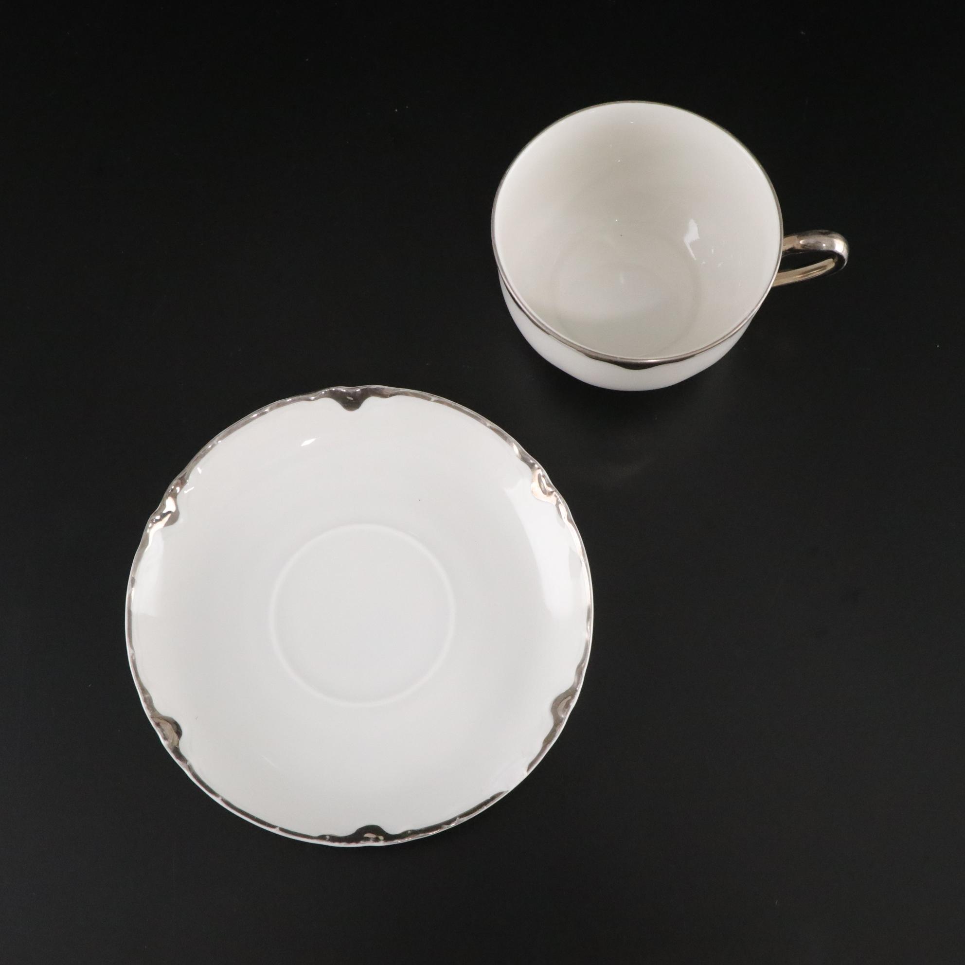 Thomas Bavaria Platinum Scallop Trim Porcelain Dinnerware Set for Four