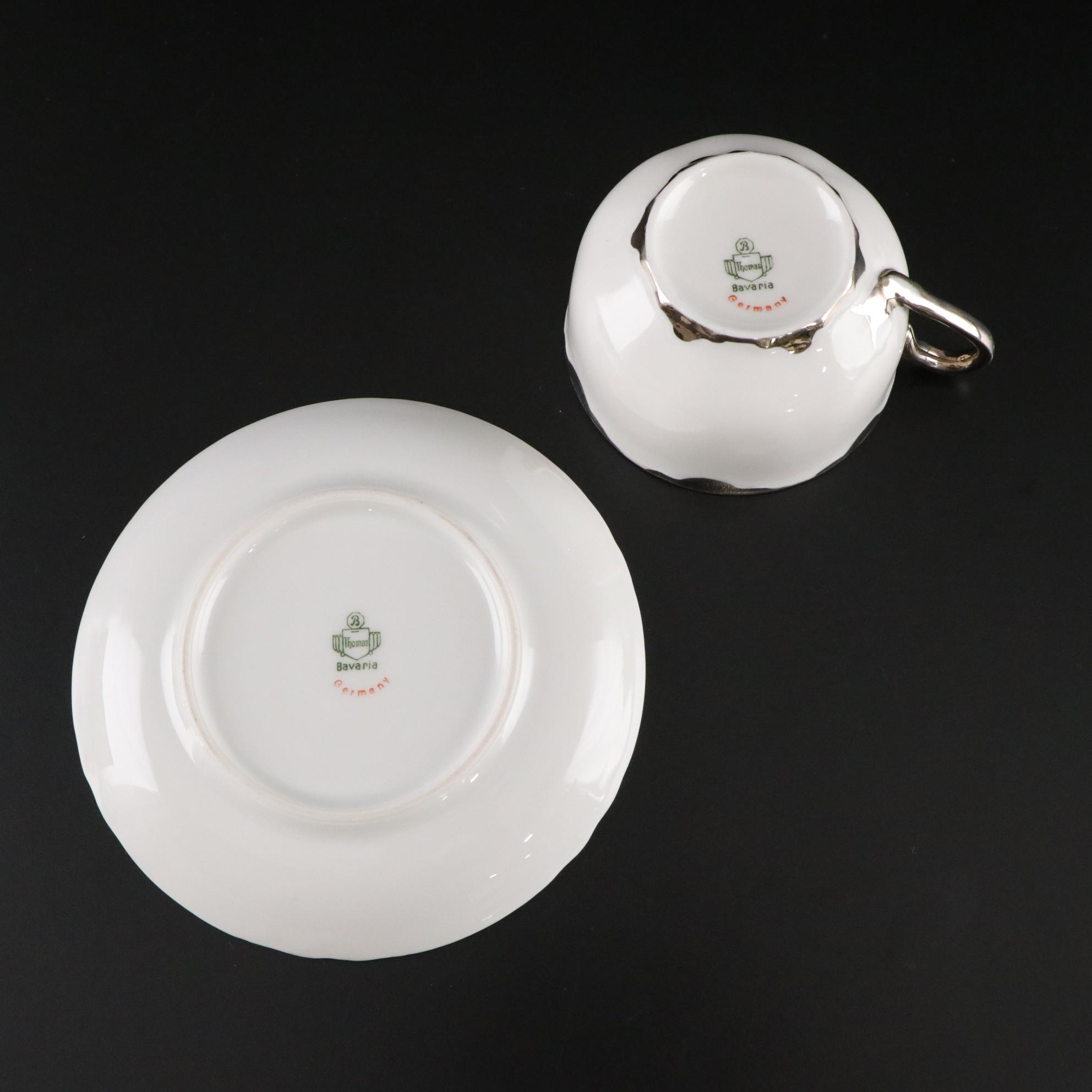 Thomas Bavaria Platinum Scallop Trim Porcelain Dinnerware Set for Four