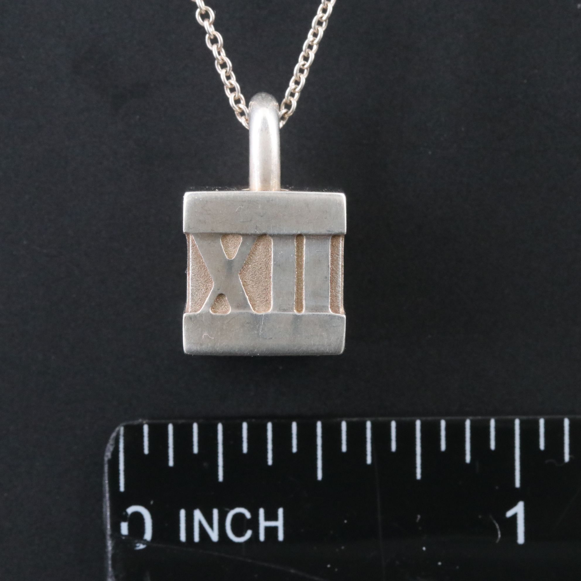 Tiffany & Co. Atlas Sterling Cube Padlock Pendant Necklace