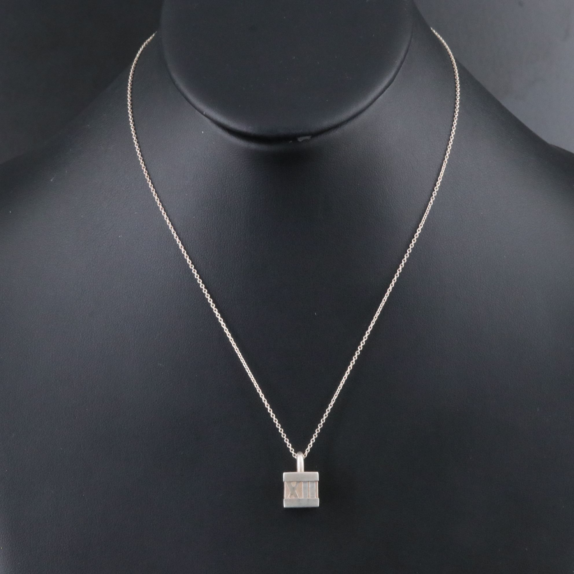 Tiffany & Co. Atlas Sterling Cube Padlock Pendant Necklace