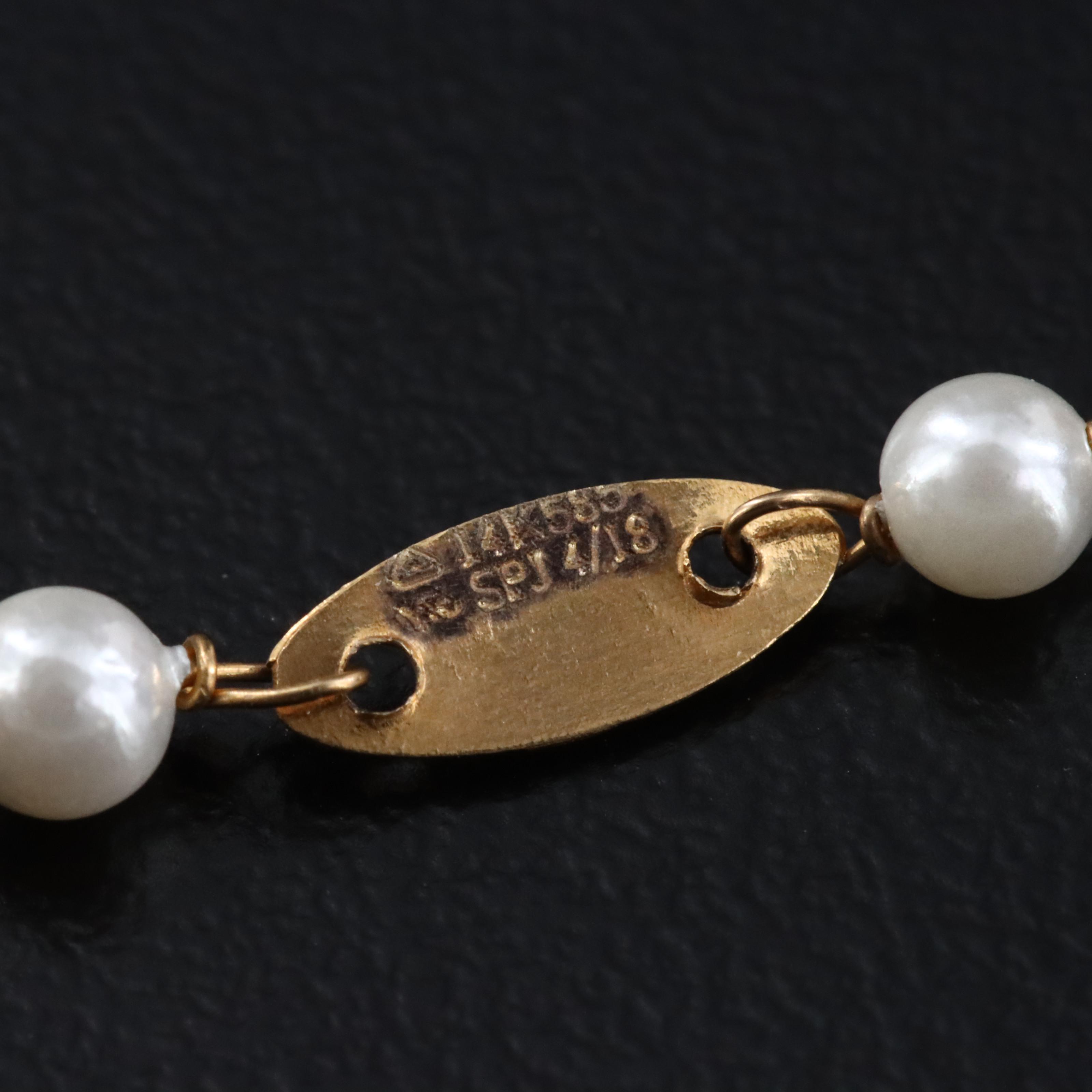 14K Faux Pearl, Quartzite, and Glass Necklace